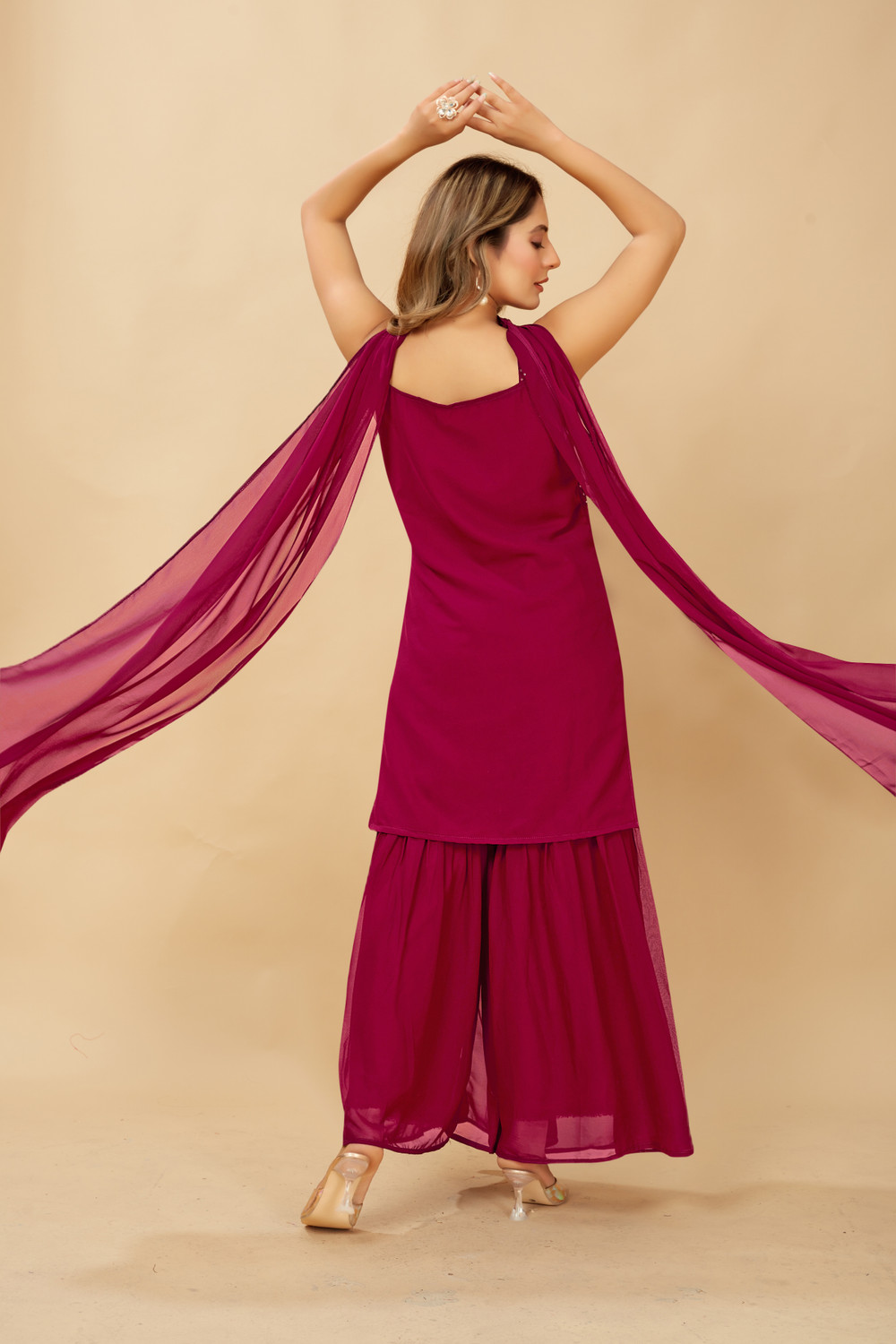 Image of ML ENTERPRISE Women Kurta Sharara Dupatta Set