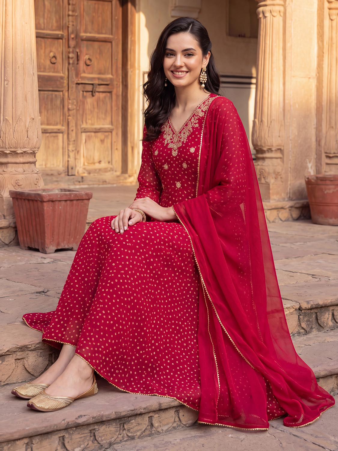 Image of Indo Era Women Kurta Pant Dupatta Set