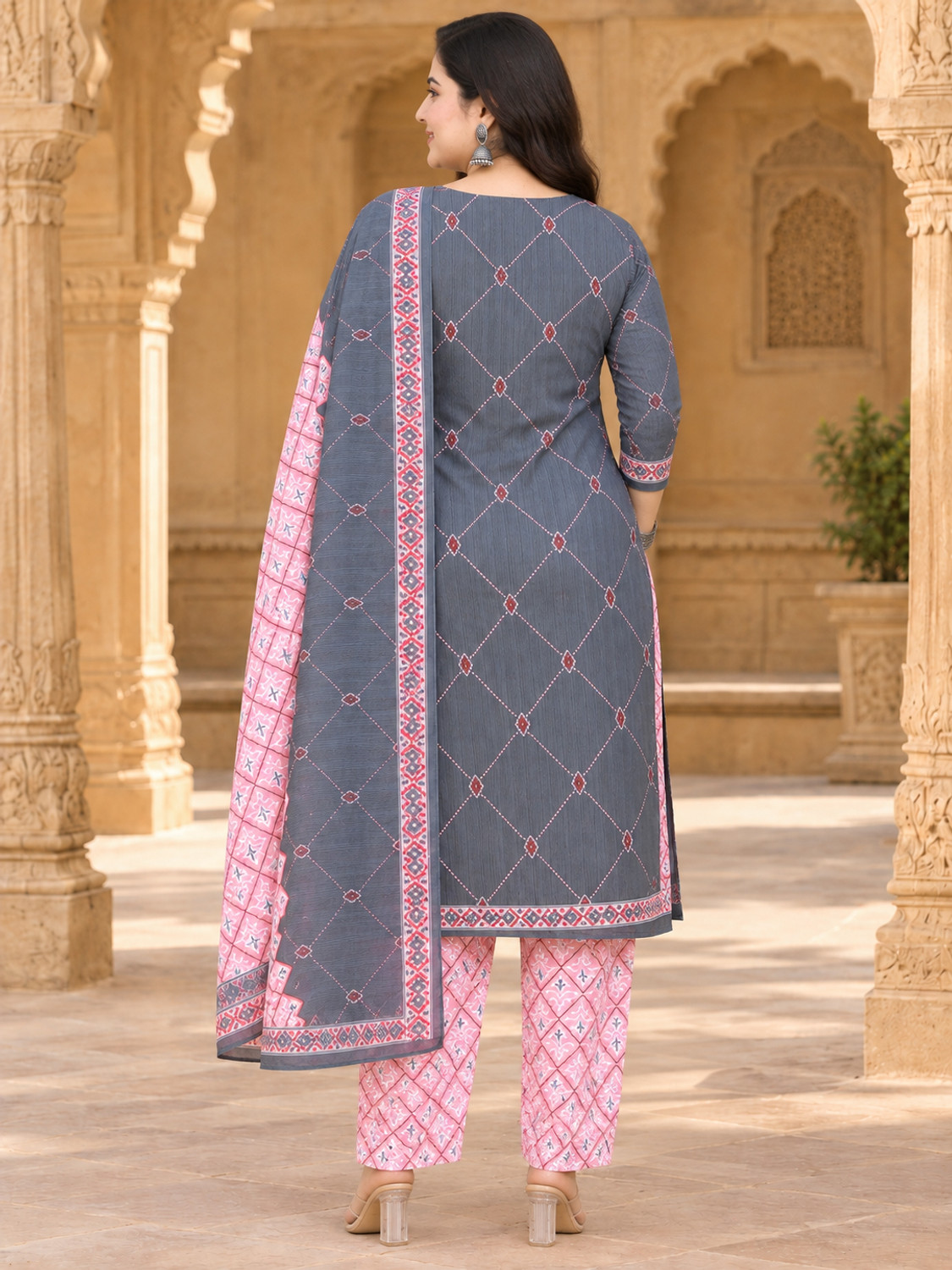 Image of Merira Women Cotton Blend Kurta Patiala Dupatta Set