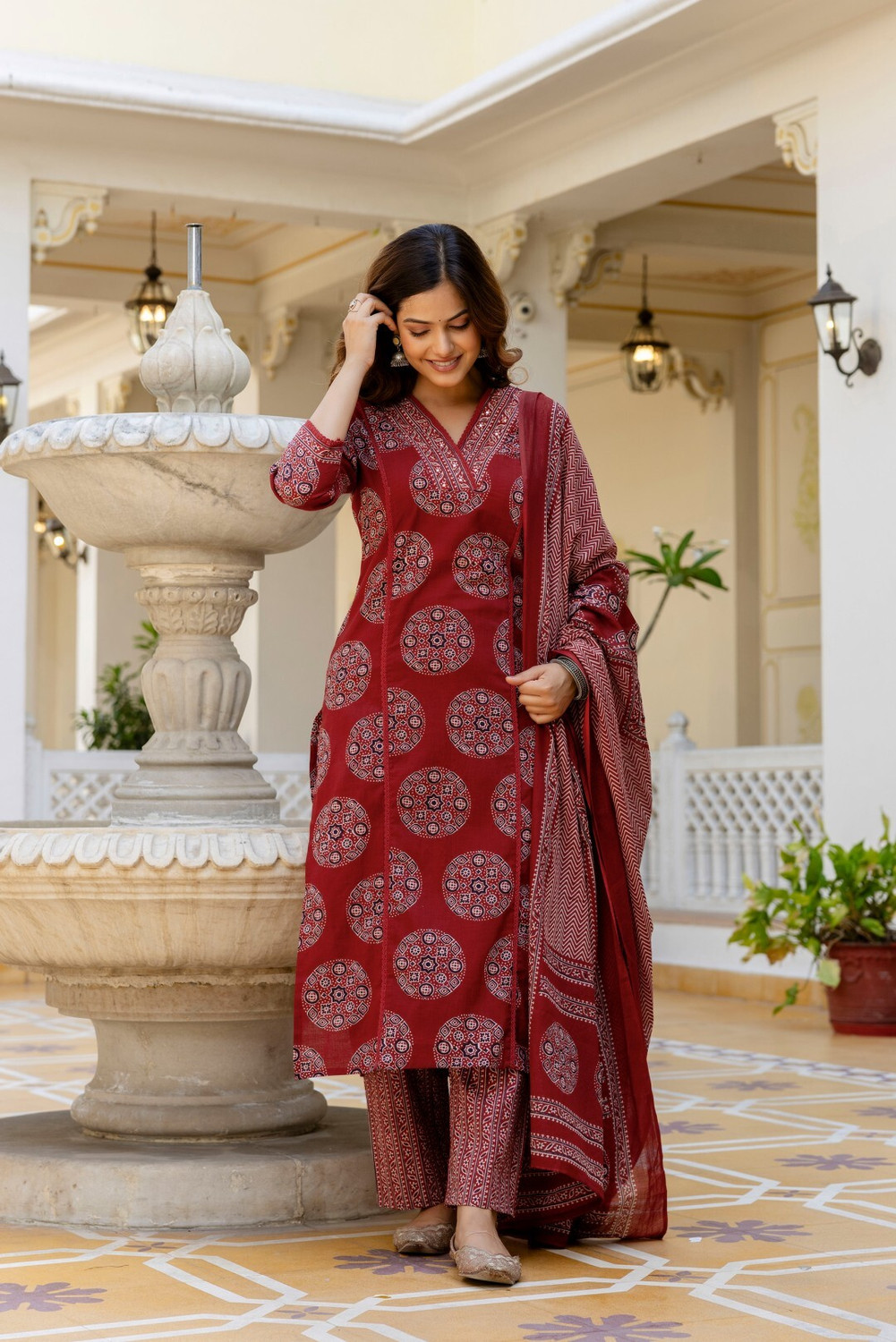 Image of ANOUK Women Kurta Palazzo Dupatta Set