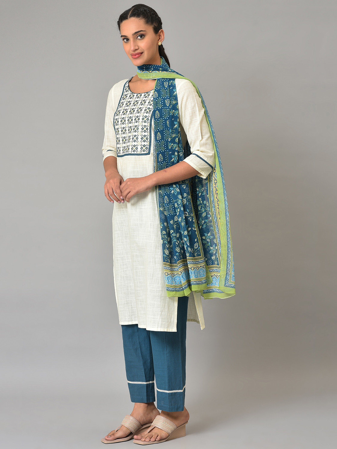 Image of Aurelia Women Kurta Palazzo Dupatta Set