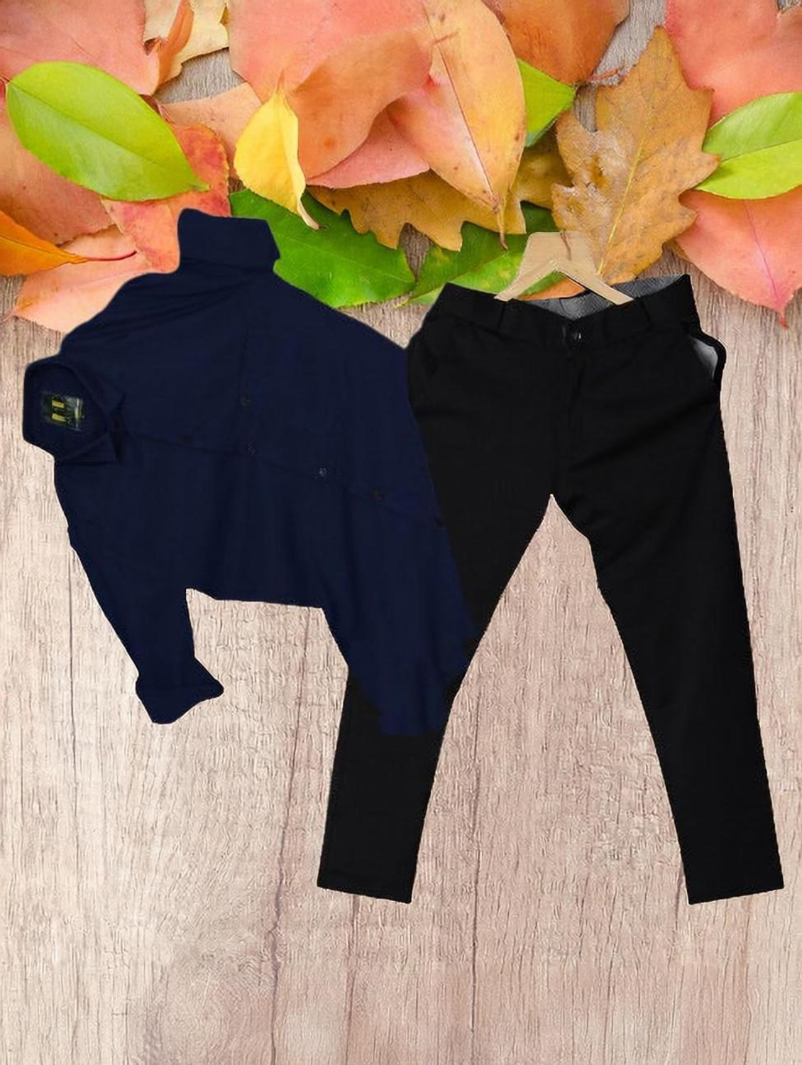 Image of Jumii Enterprise Men Solid Casual Dark Blue Shirt