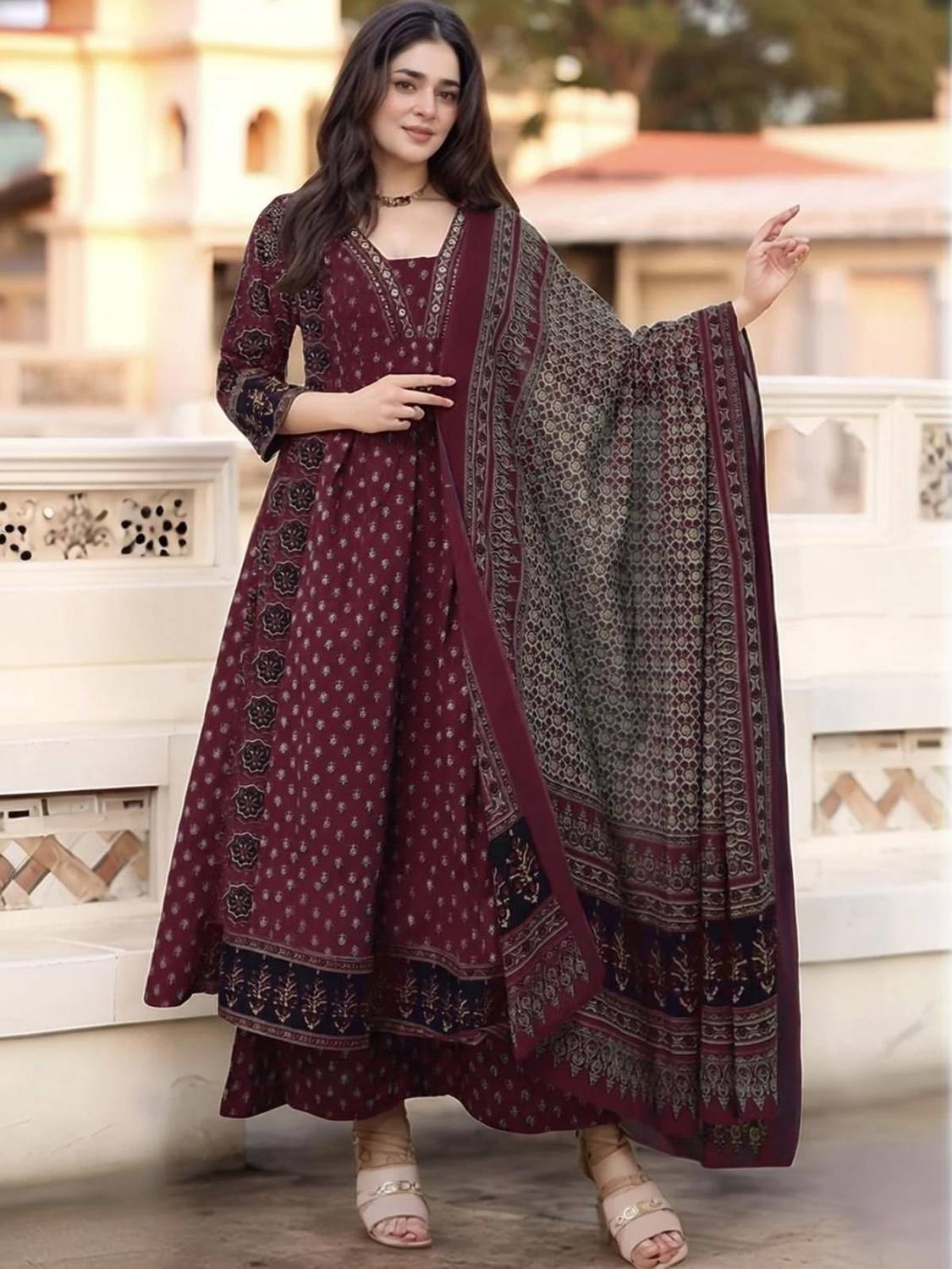 MAK FASHIONS Women Kurta Palazzo Dupatta Set - Image 1