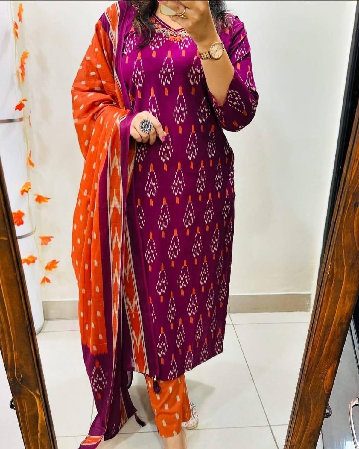 Ethenictime Women Kurta Pant Attached Dupatta Set - Image 3