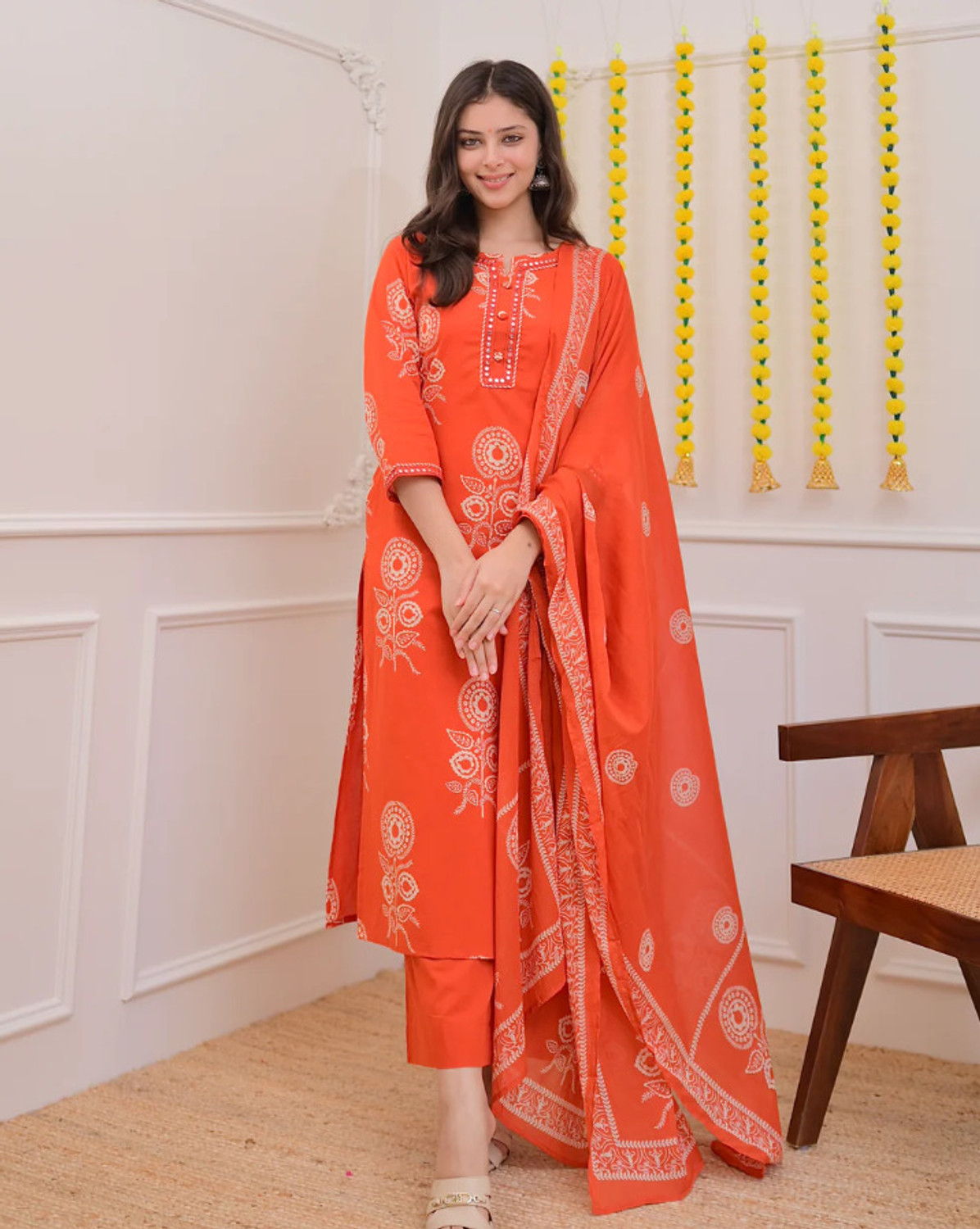 Image of mksv Women Kurta Pant Dupatta Set