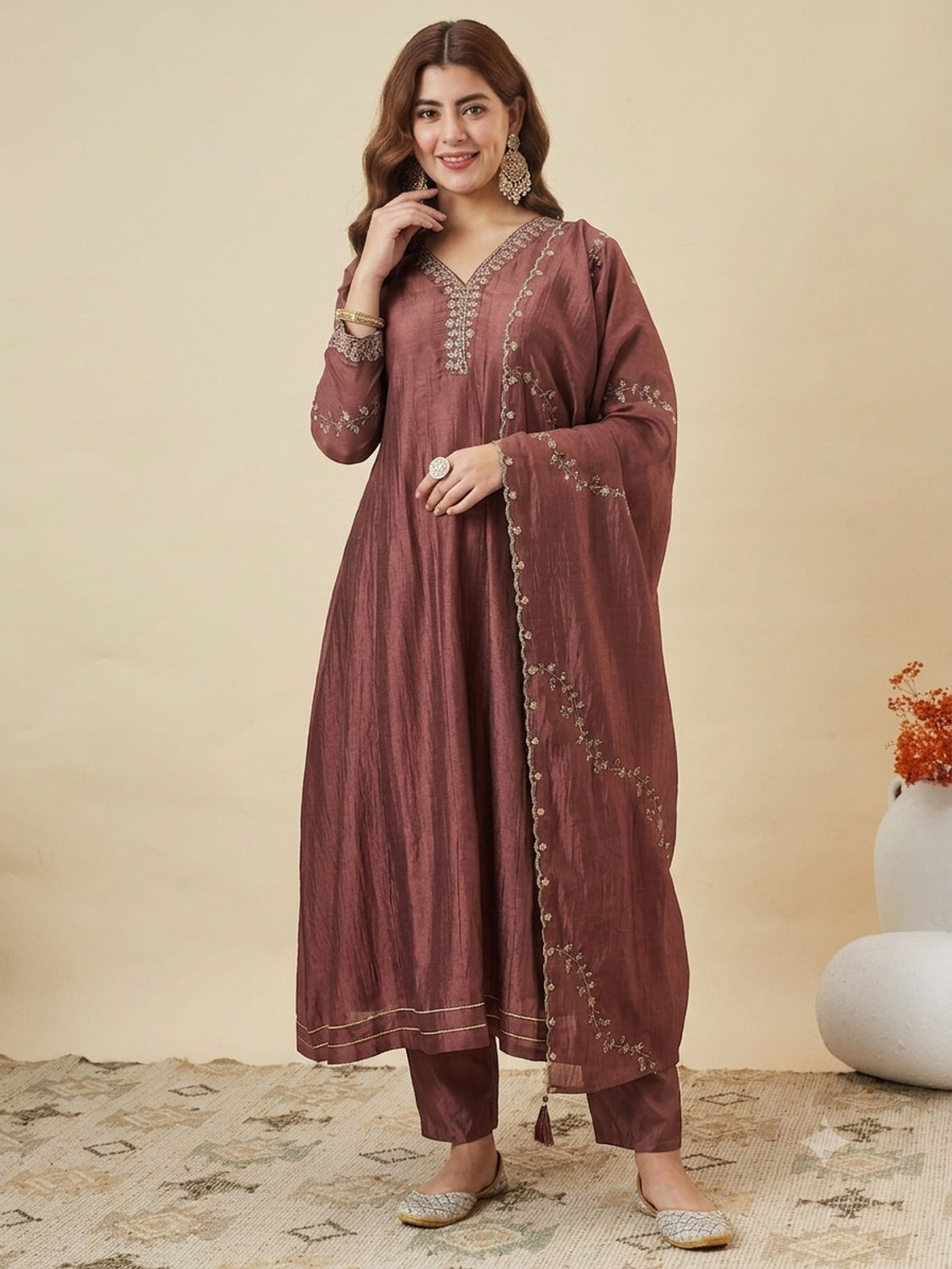 Image of MOKOSH Women Kurta Pant Dupatta Set