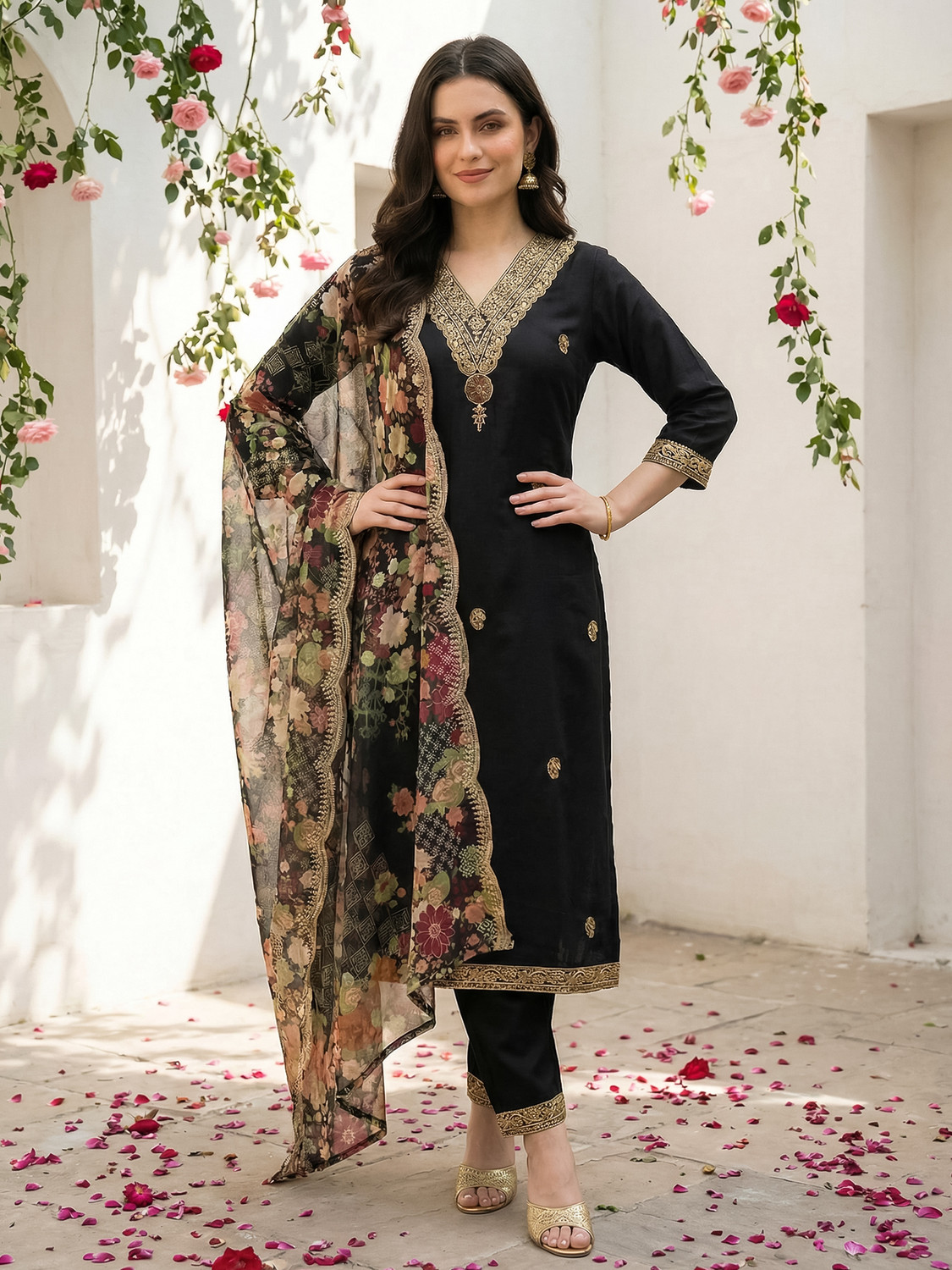 Image of Indo Era Women Kurta Pant Dupatta Set