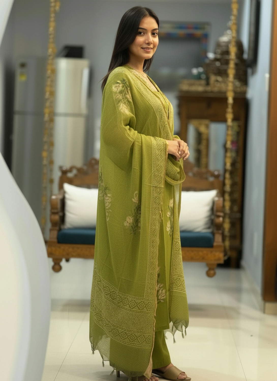Image of Divastri Women Kurti Palazzo Dupatta Set