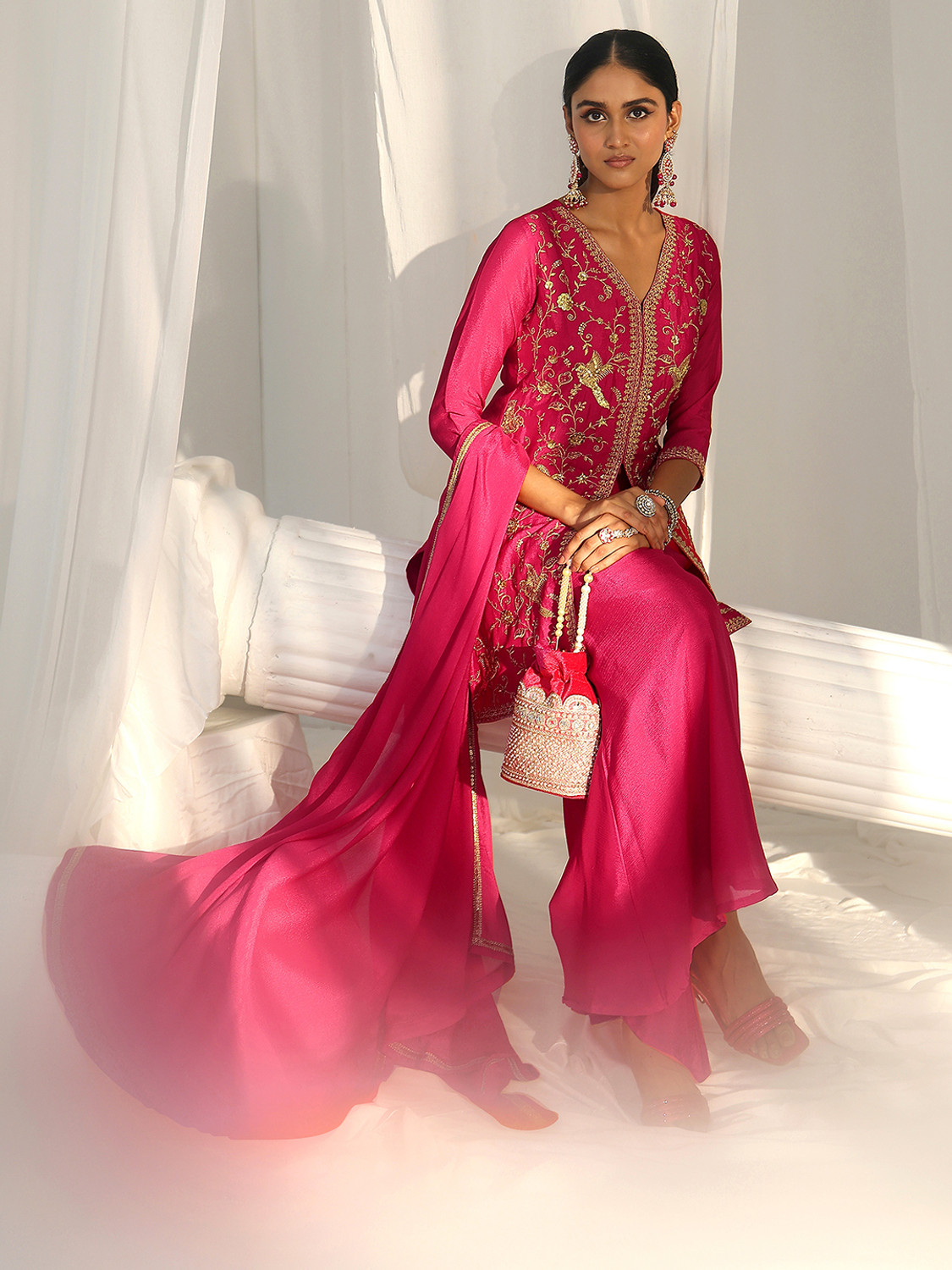 Image of LIBAS Women Kurta Palazzo Dupatta Set