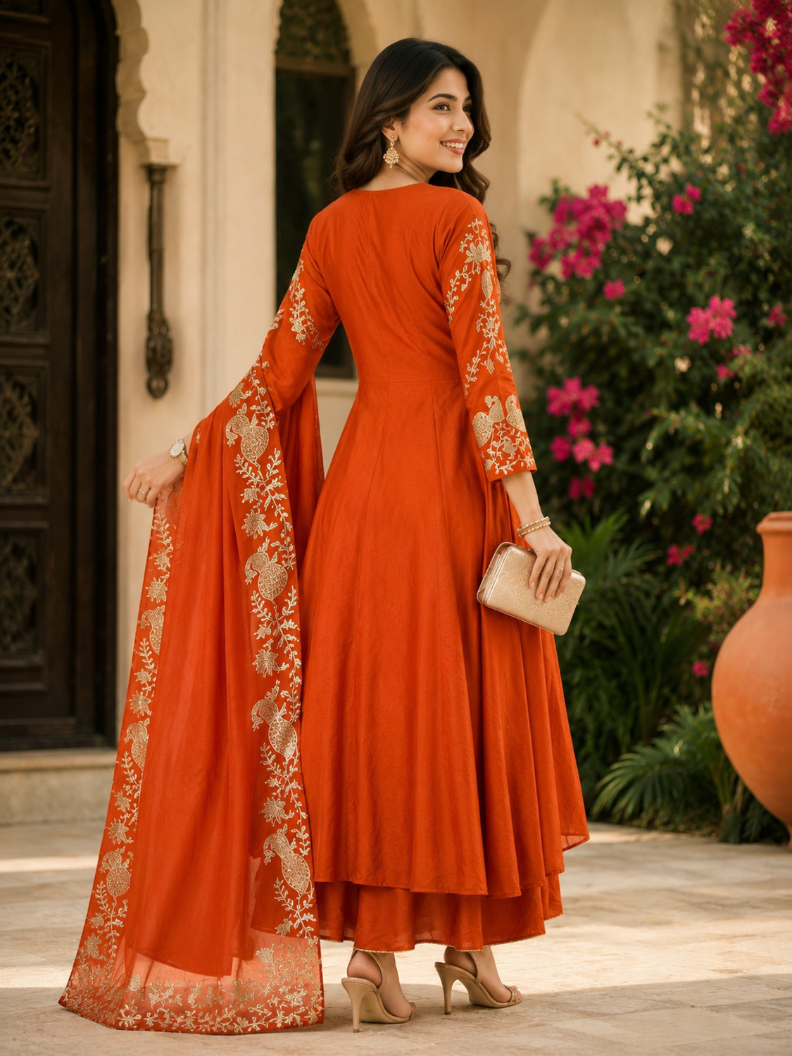 Image of Arriva Fab Women Pure Silk Kurta Palazzo Dupatta Set