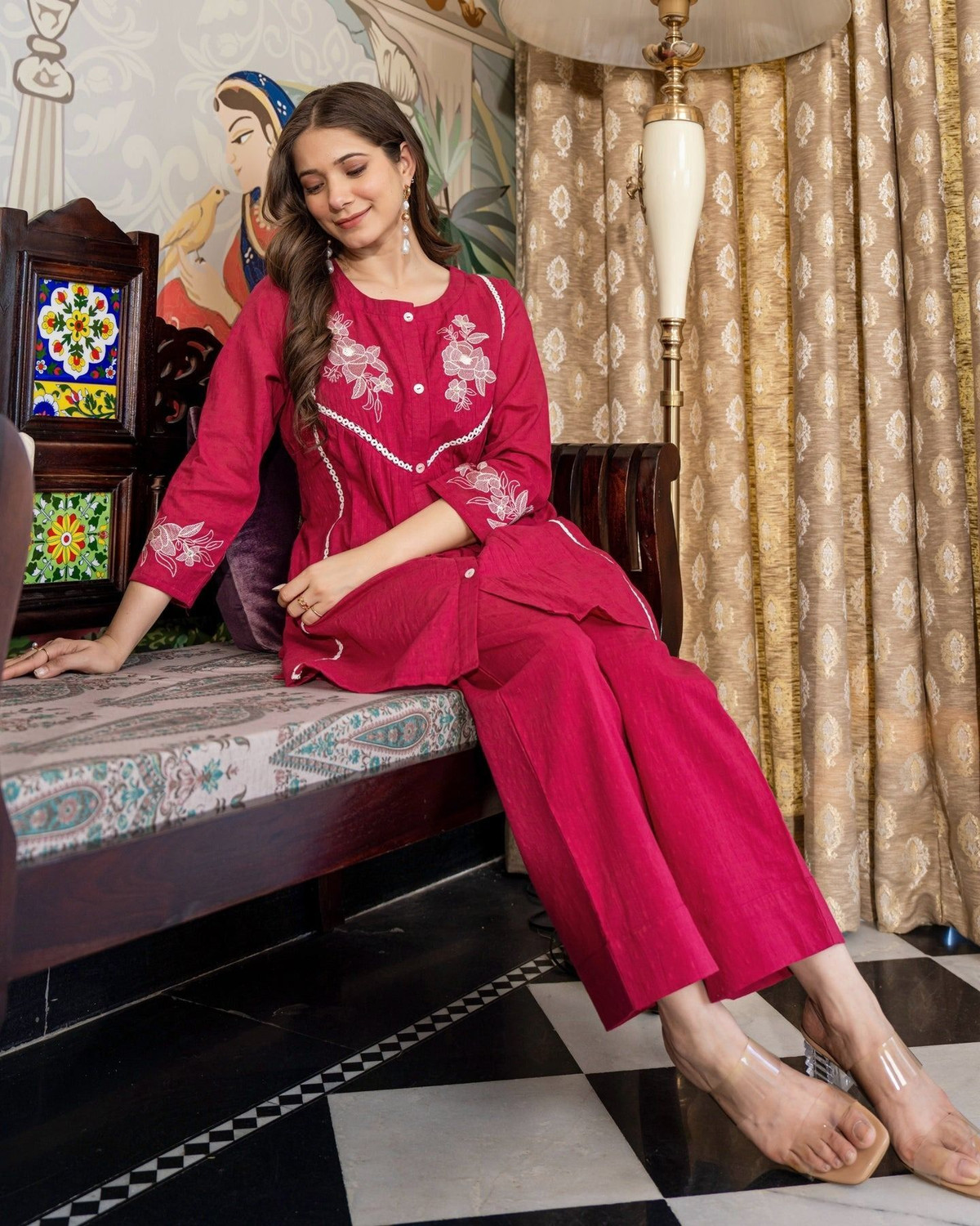 Image of Cute Fellow Women Kurti Pant Set