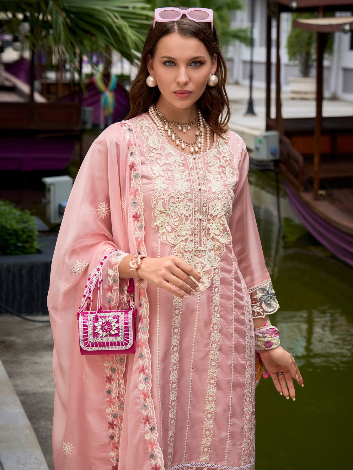 Image of Indo Era Women Kurta Pant Dupatta Set