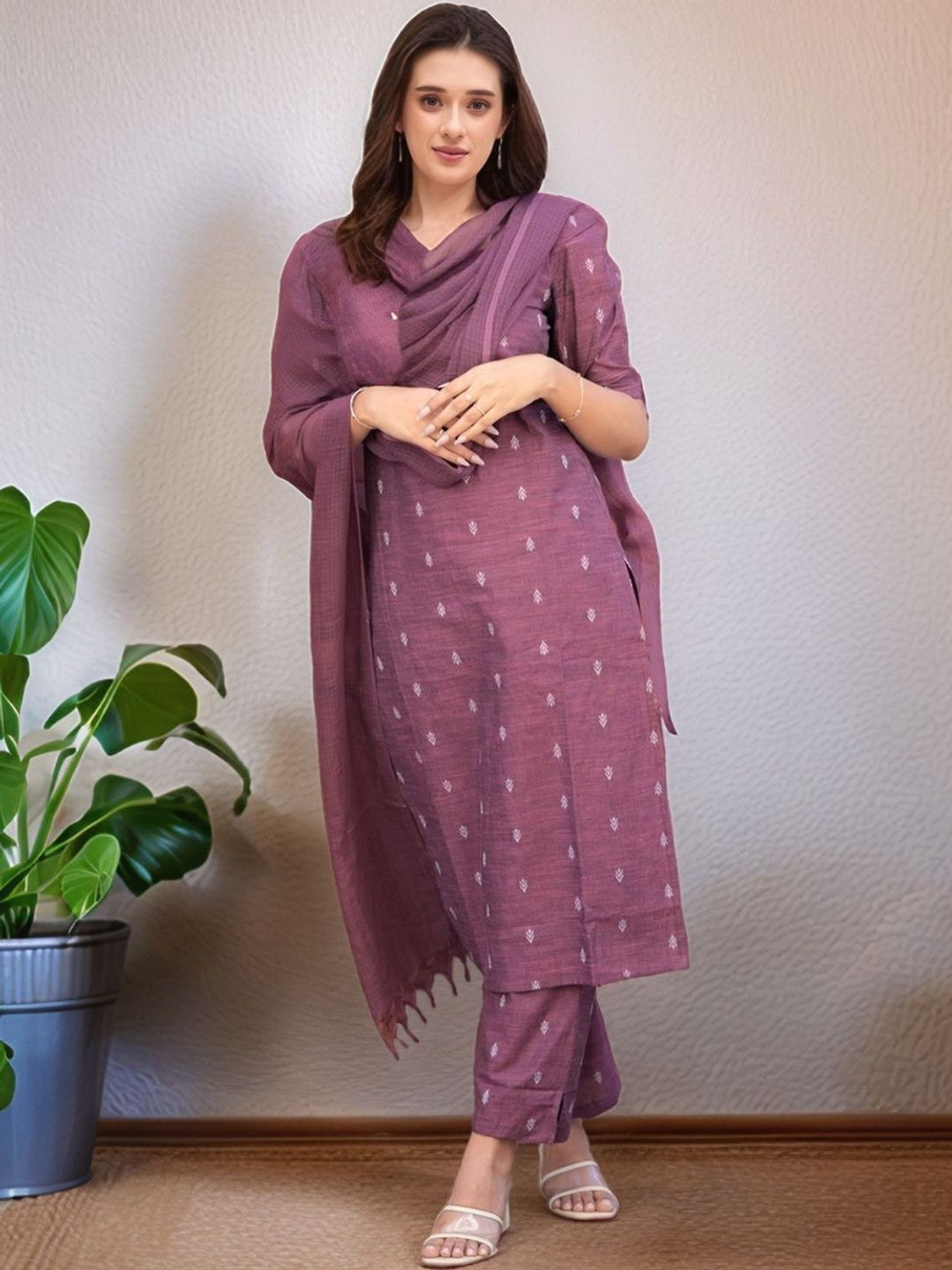 Image of SZN Women Kurta Palazzo Dupatta Set