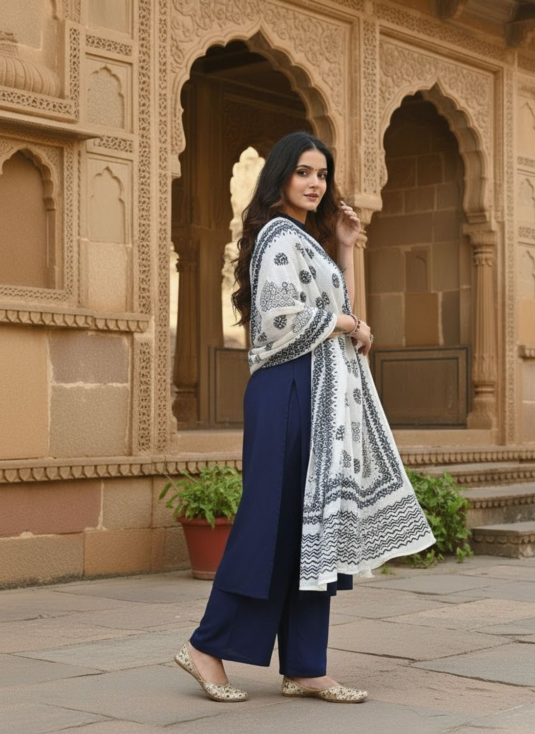 Image of AVANSHEE Women Kurta Palazzo Dupatta Set