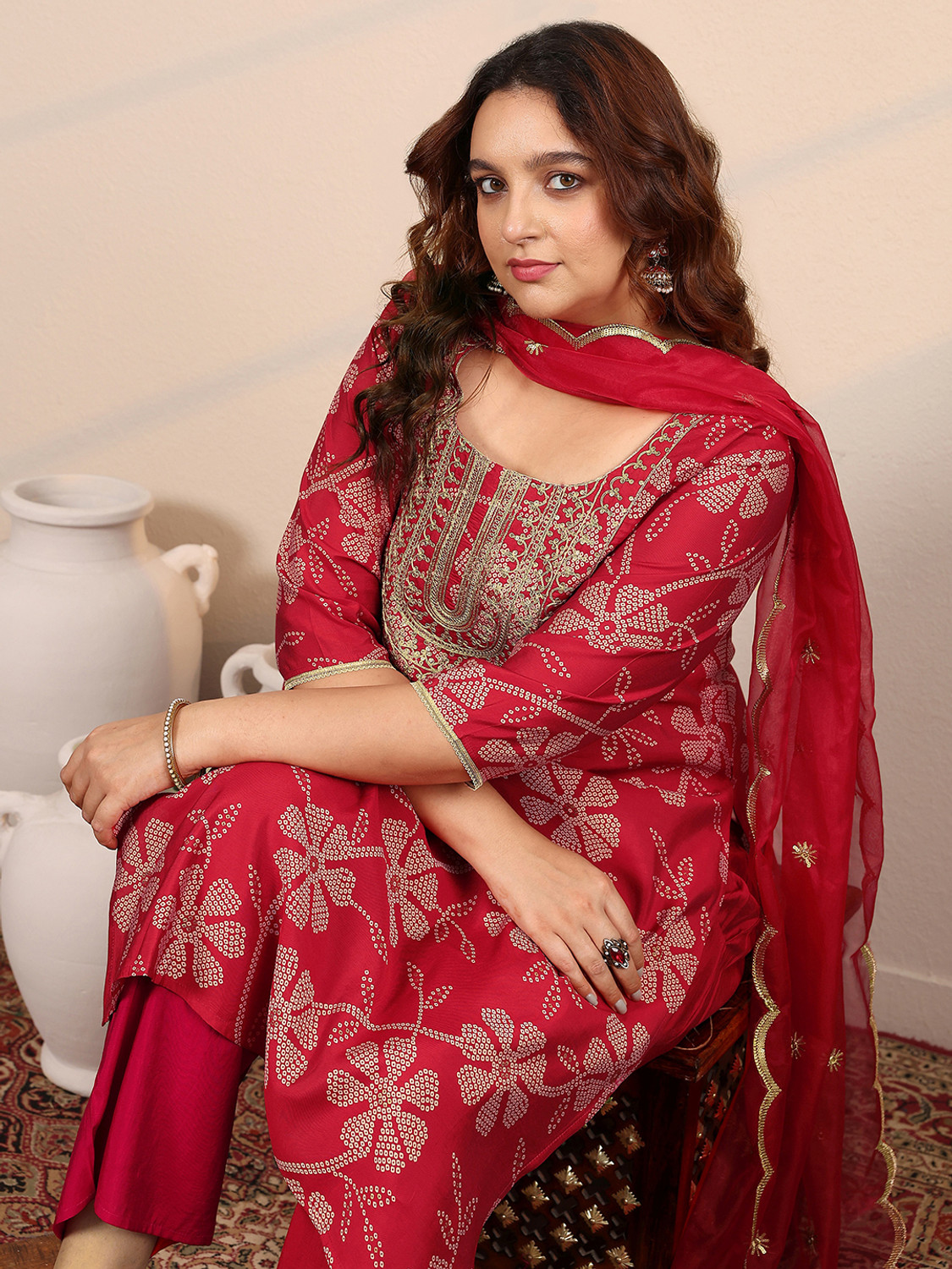 Image of EXTRA LOVE BY LIBAS Women Kurta Pant Dupatta Set
