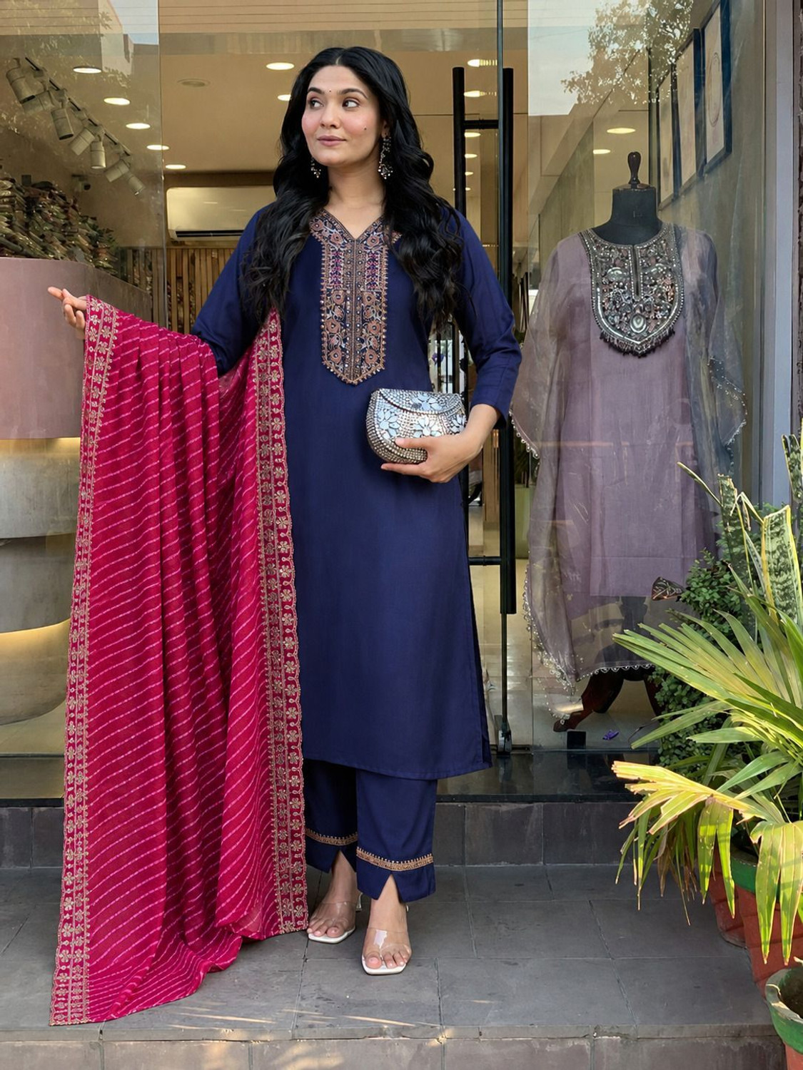 Image of Geohub Women Kurti Palazzo Dupatta Set