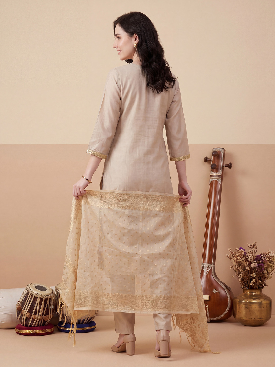 Image of Indo Era Women Kurta Pant Dupatta Set