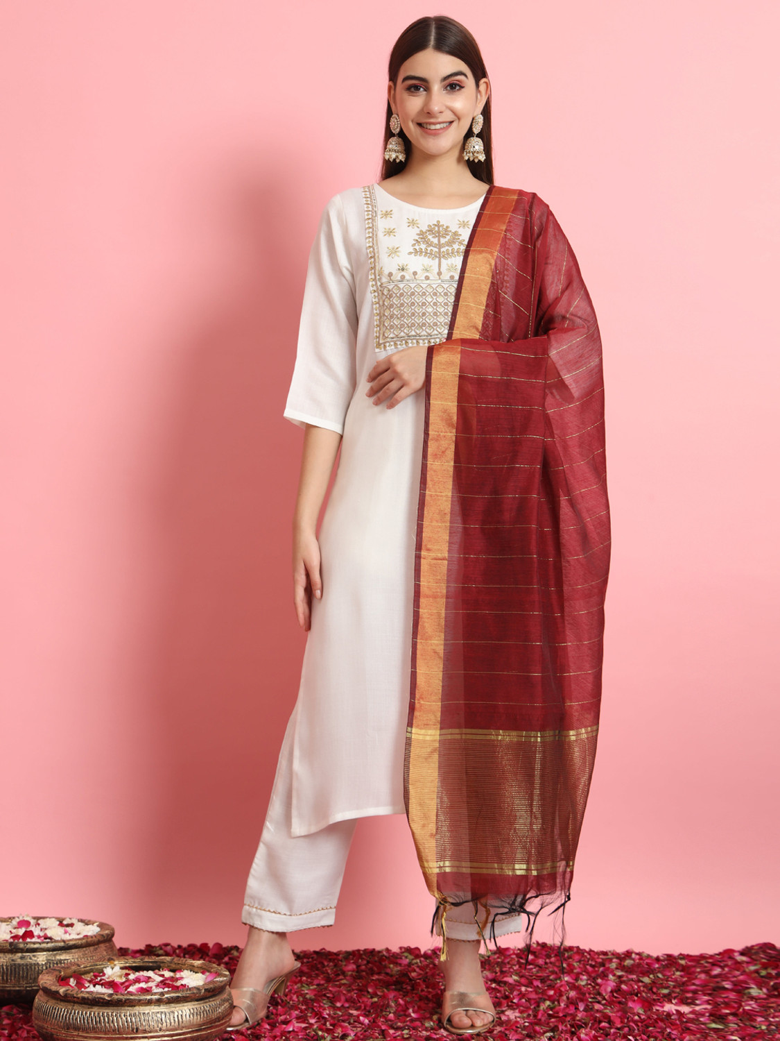 Image of VredeVogel Women Kurta Pant Dupatta Set