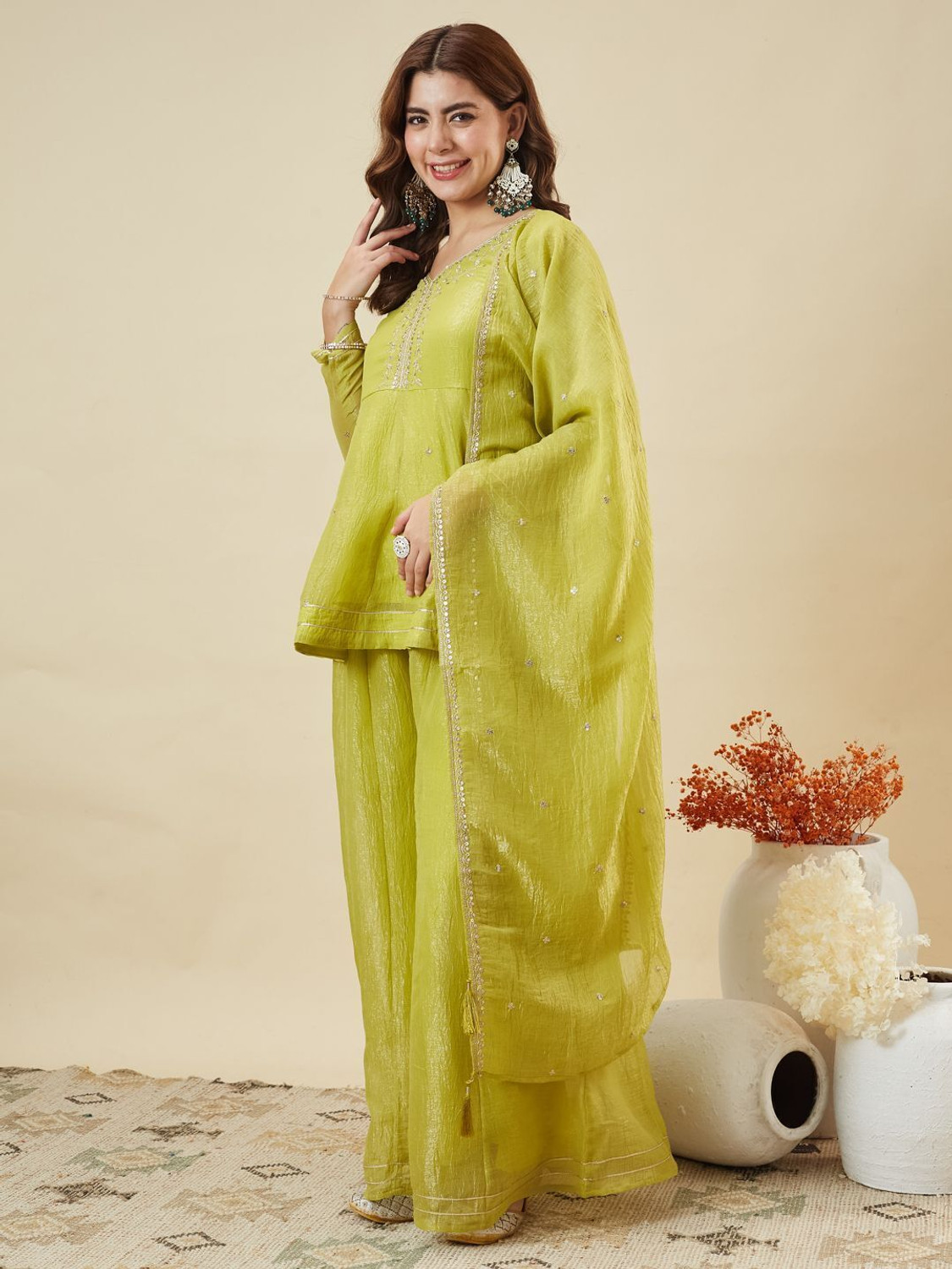 Image of MOKOSH Women Kurta Pant Dupatta Set