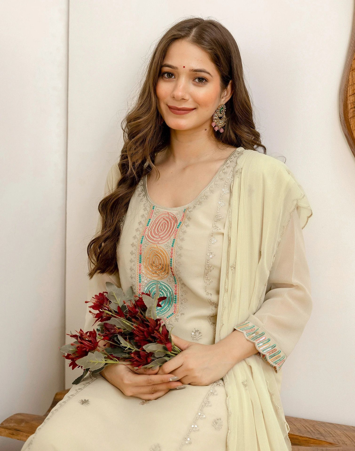 Image of Skylee Women Kurta Pant Dupatta Set