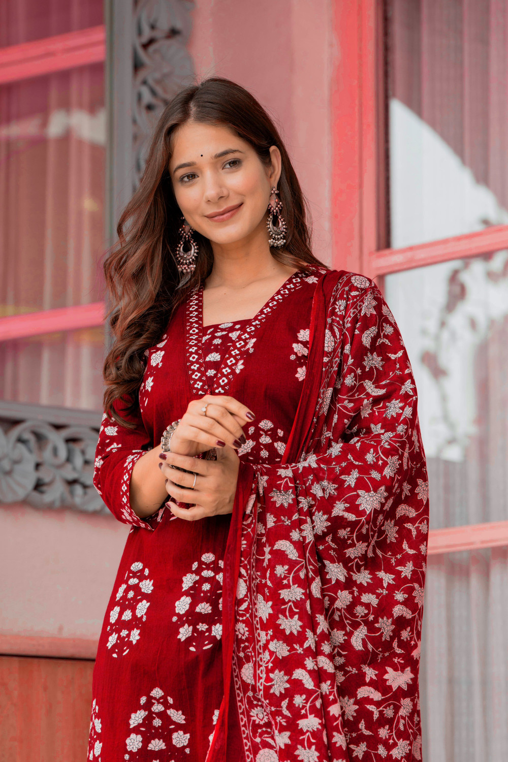 Image of GEKHA Women Kurta Pant Dupatta Set