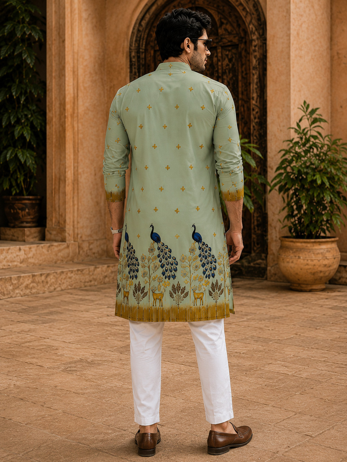 Image of NTIFIC Men Printed Straight Kurta