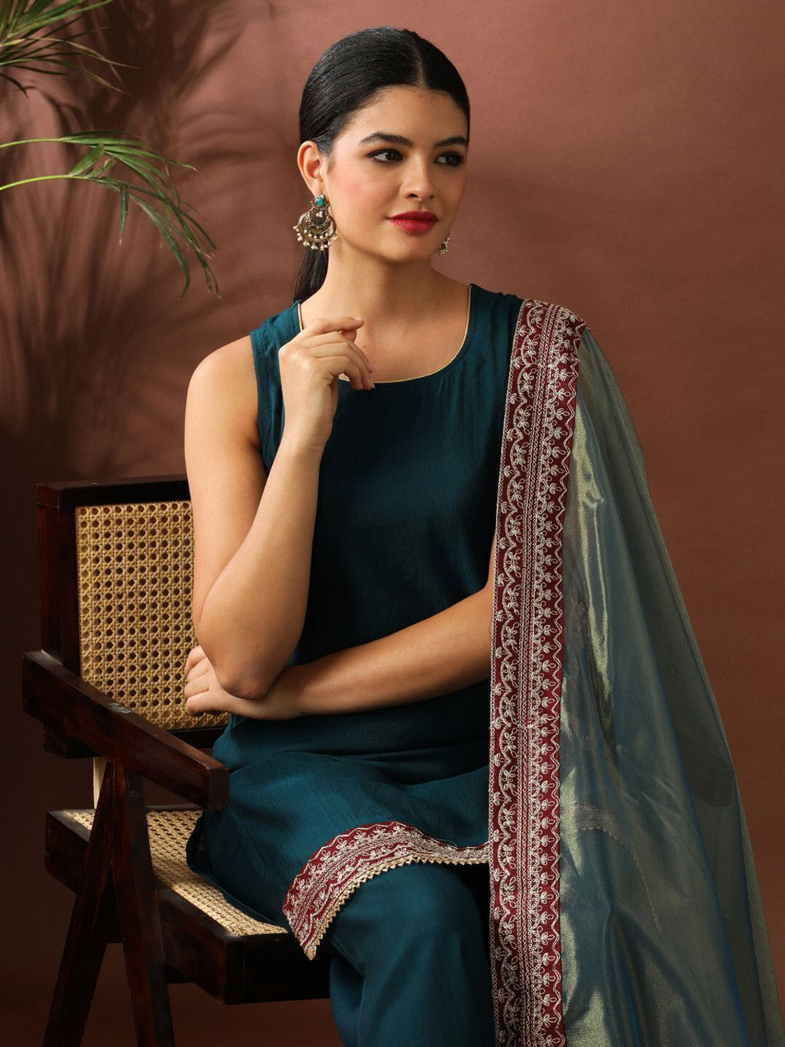 Image of AVANSHEE Women Kurta Palazzo Dupatta Set