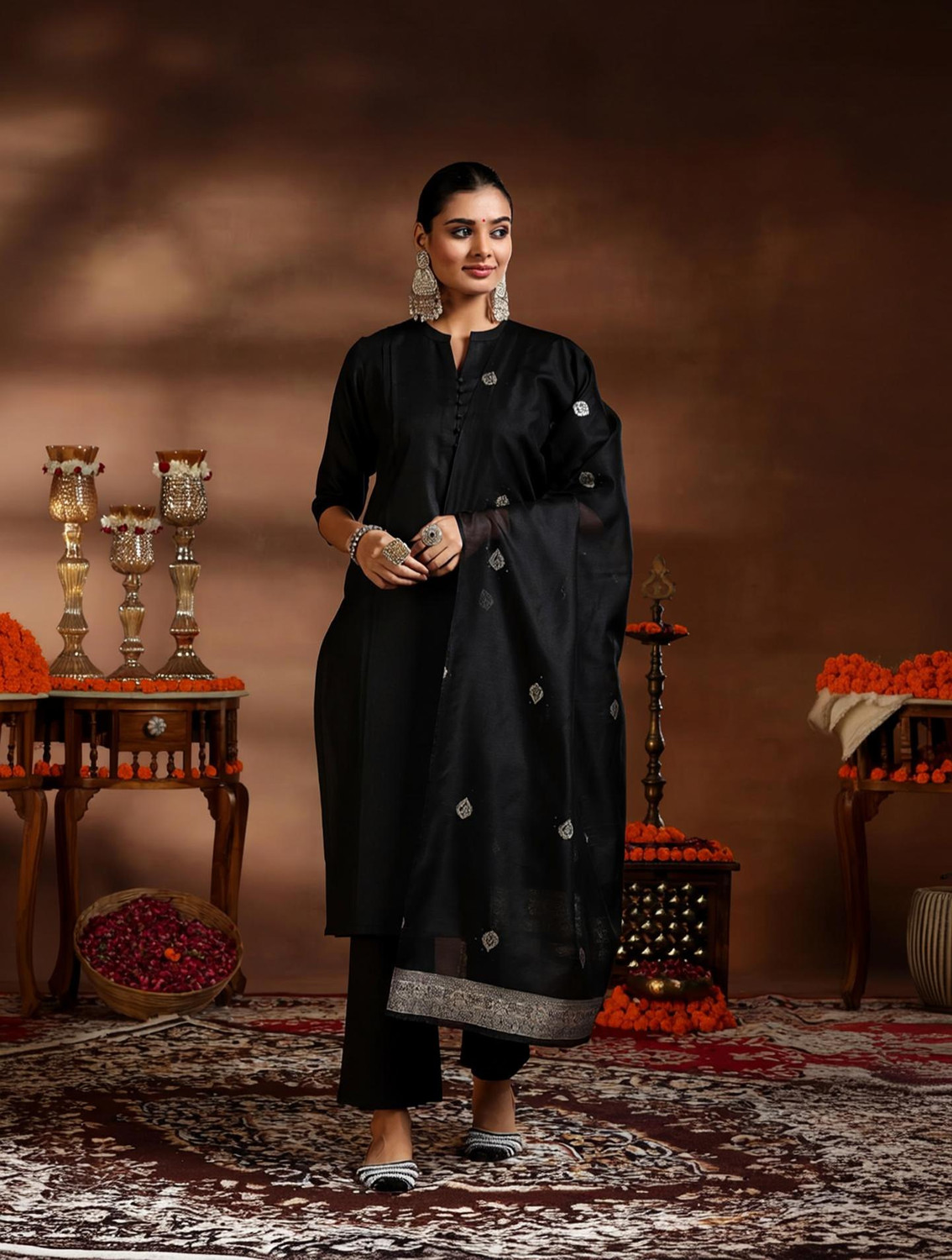 Image of LIBAS Women Kurta Palazzo Dupatta Set