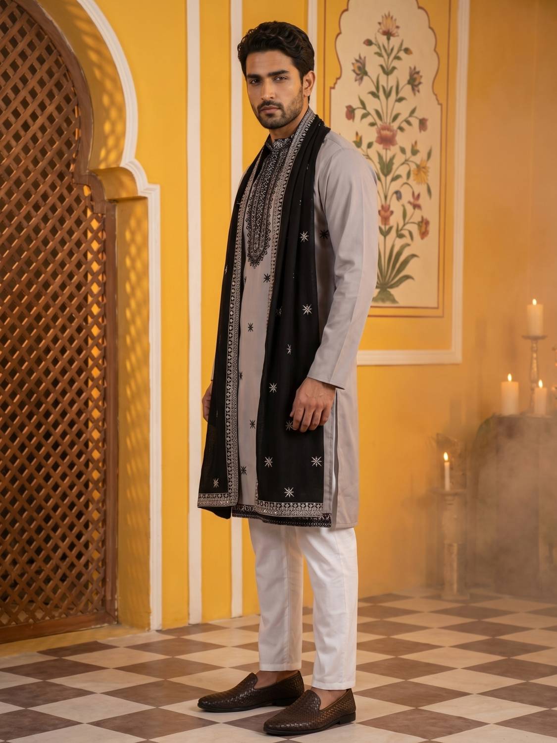 Jompers Men Kurta Pyjama Dupatta Set - Image 3