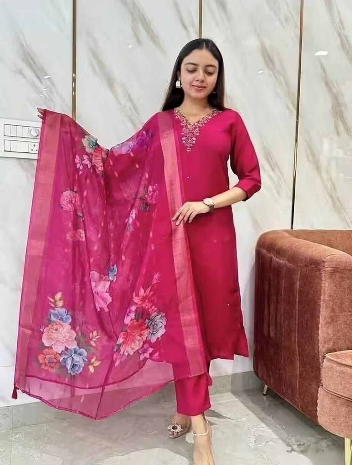 AEBA FASHION Women Kurta Pant Dupatta Set