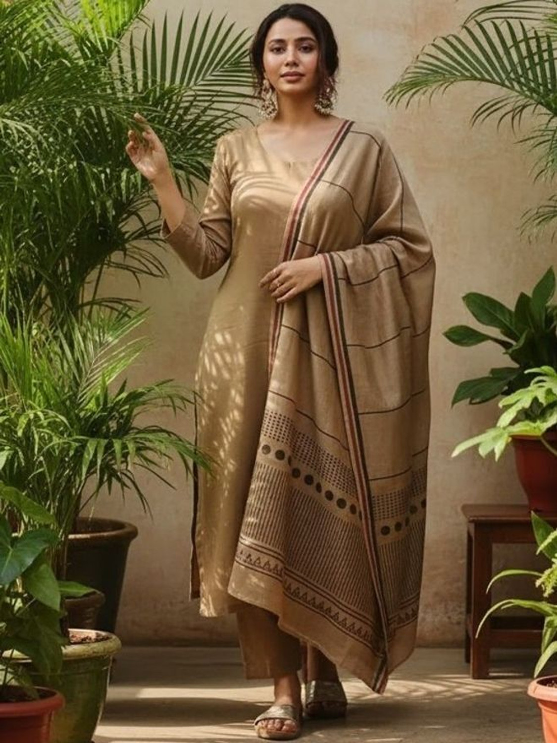 Image of RAJAPARA CREATION Women Kurti Palazzo Dupatta Set