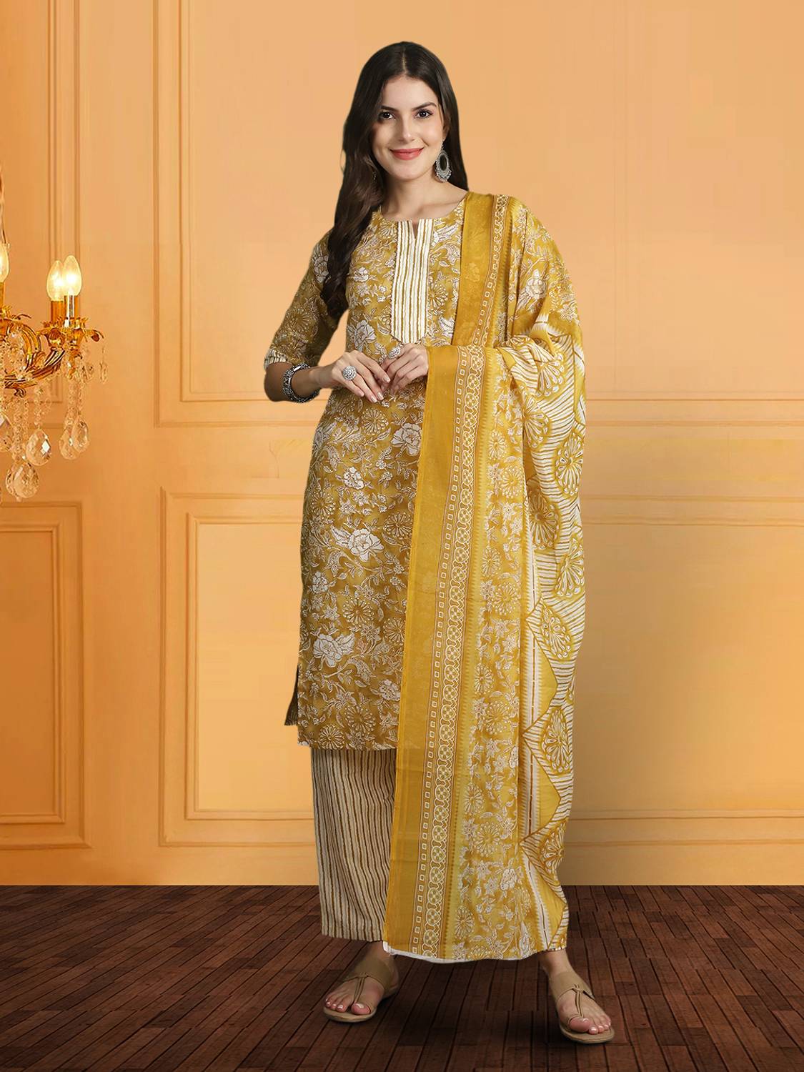 7Threads Women Kurti Pant Dupatta Set
