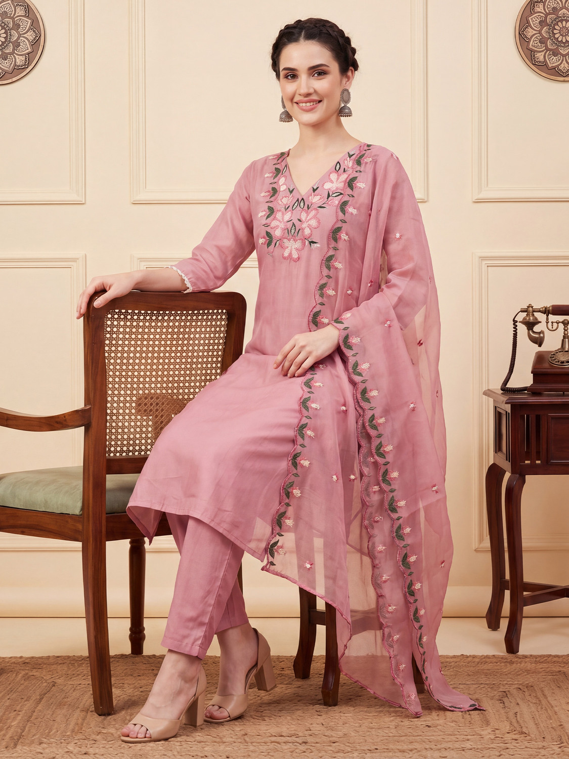 Image of Indo Era Women Kurta Pant Dupatta Set