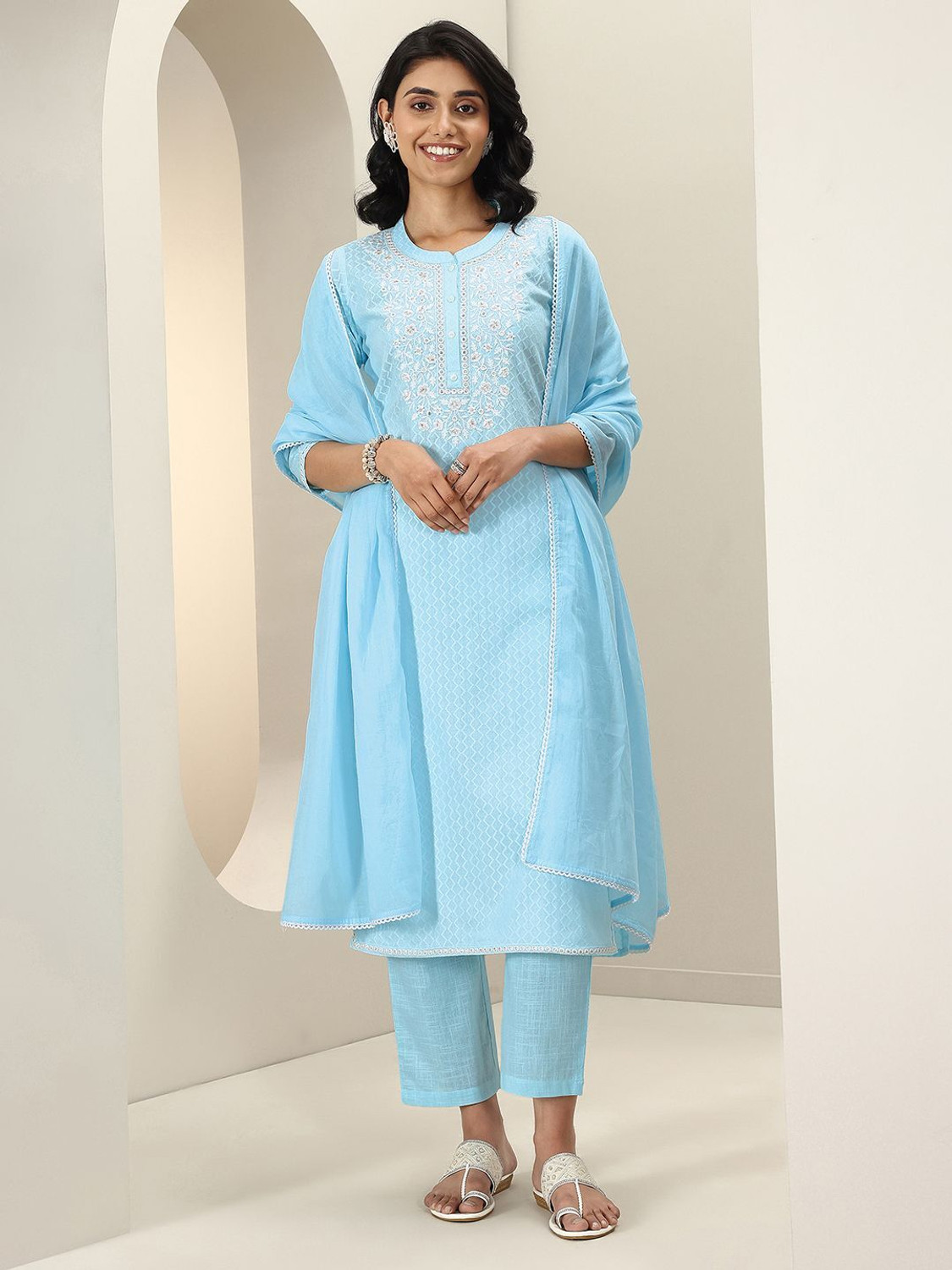 Image of LIBAS Women Kurta Palazzo Dupatta Set
