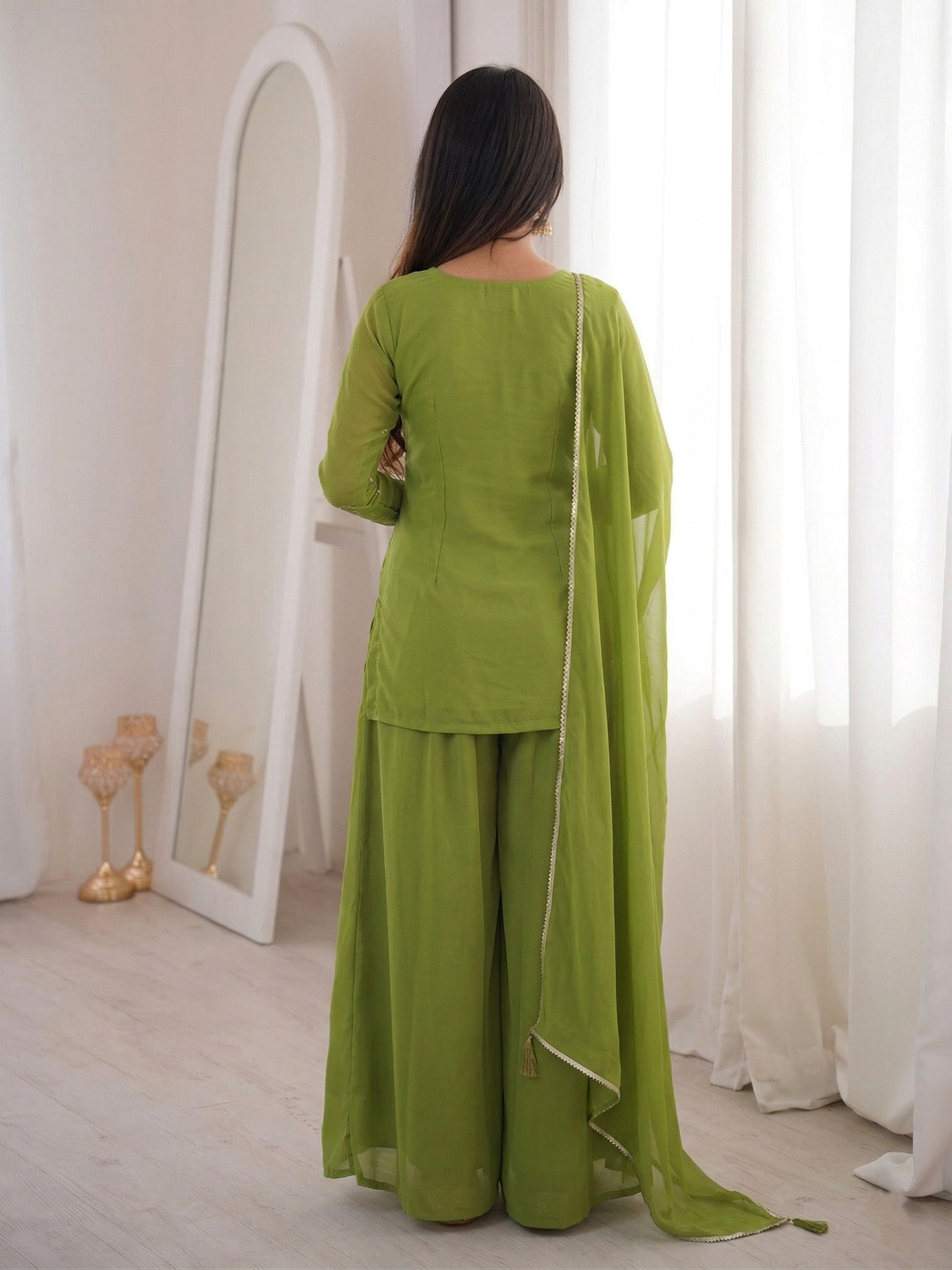 Image of MOKOSH Women Kurta Palazzo Dupatta Set
