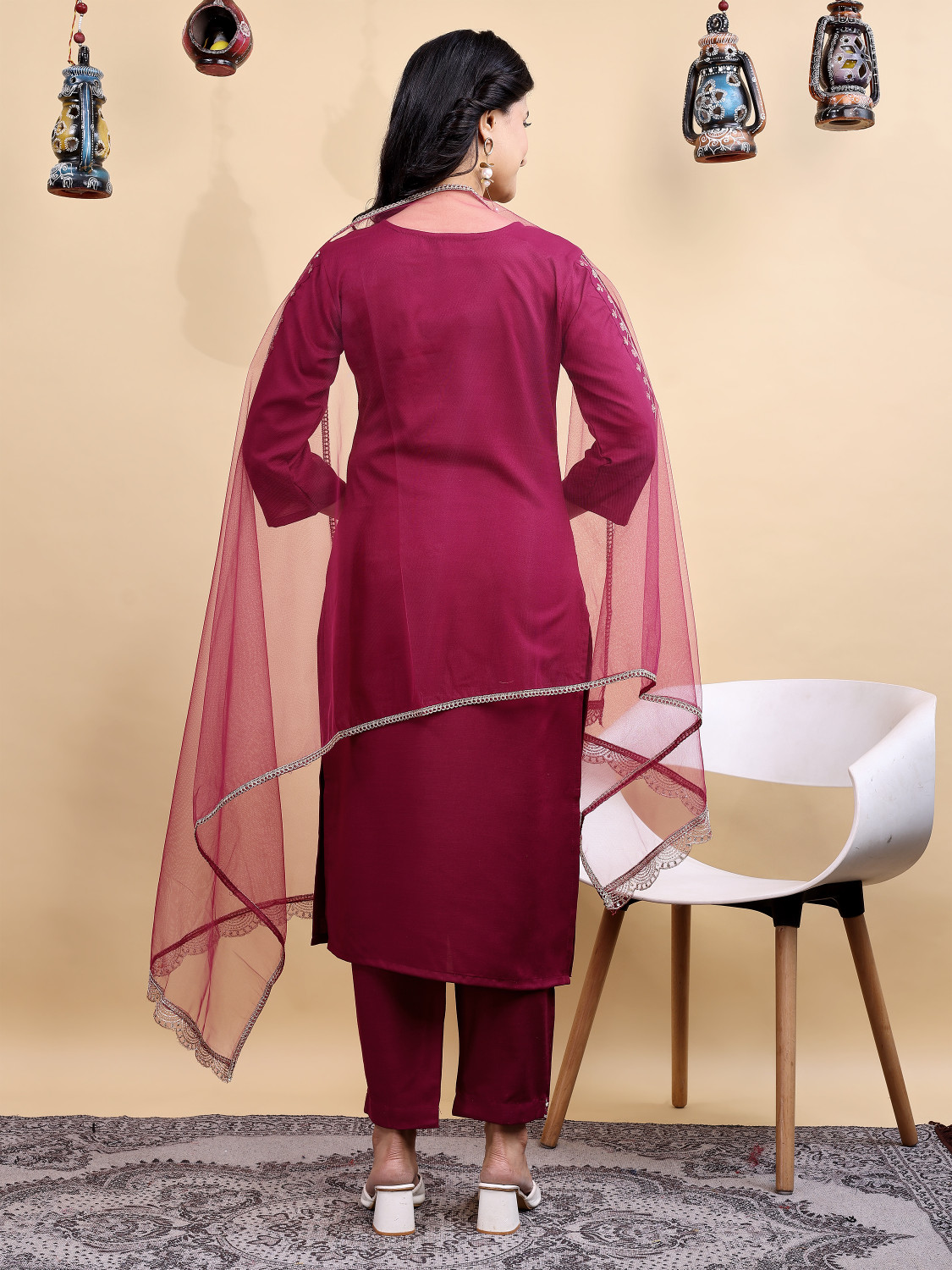 Image of Shree Ramkrishna Fab Women Viscose Rayon Kurta Pant Dupatta Set