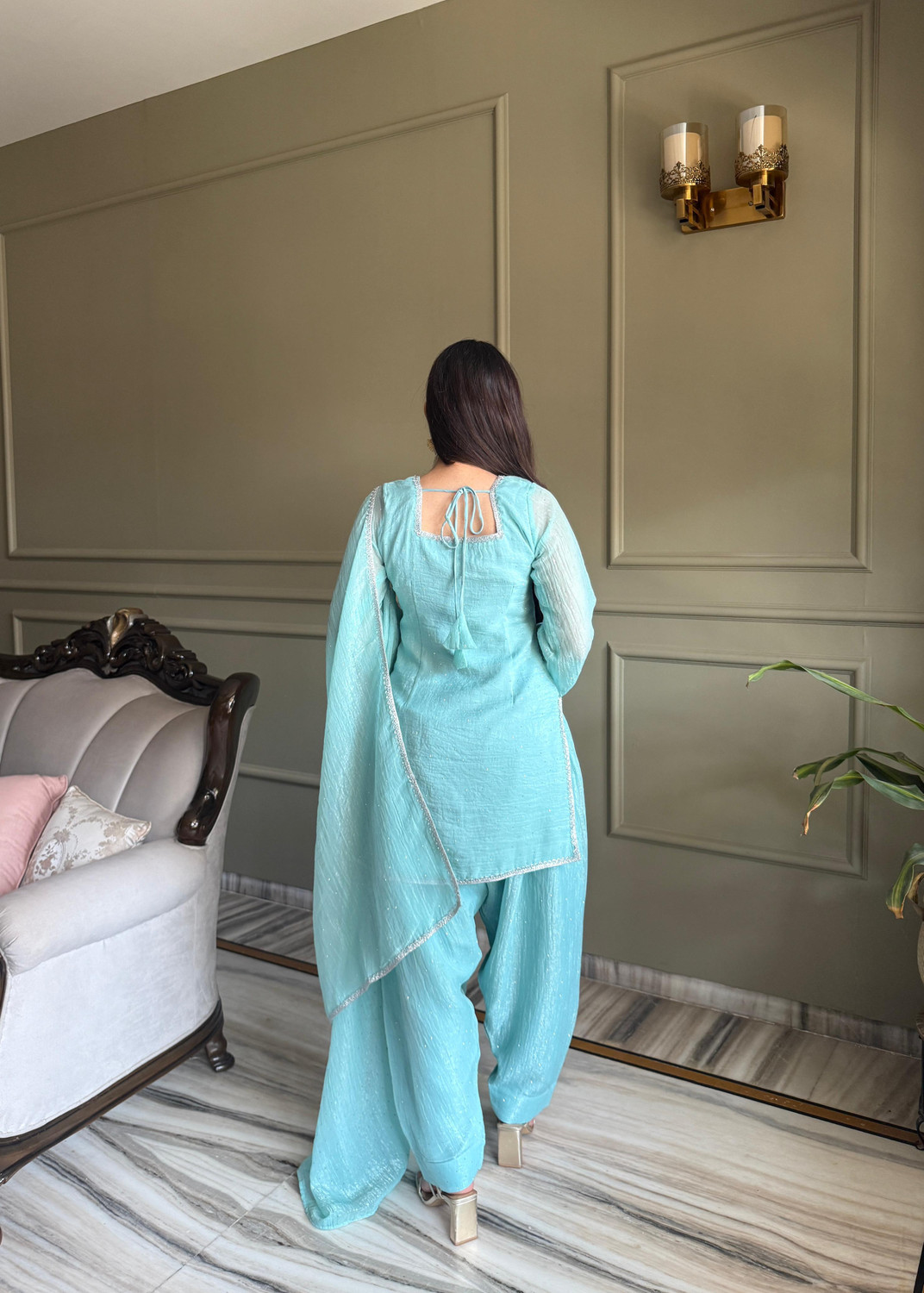 Image of SURPANTH Women Kurta Palazzo Dupatta Set