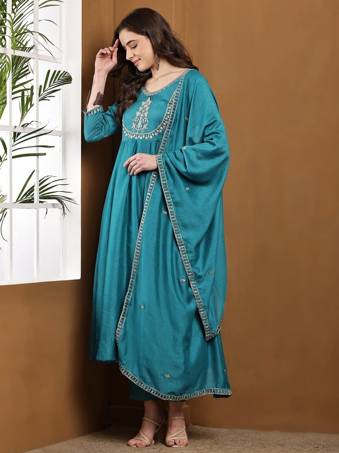Image of dharmkunj Women Kurta Pant Dupatta Set