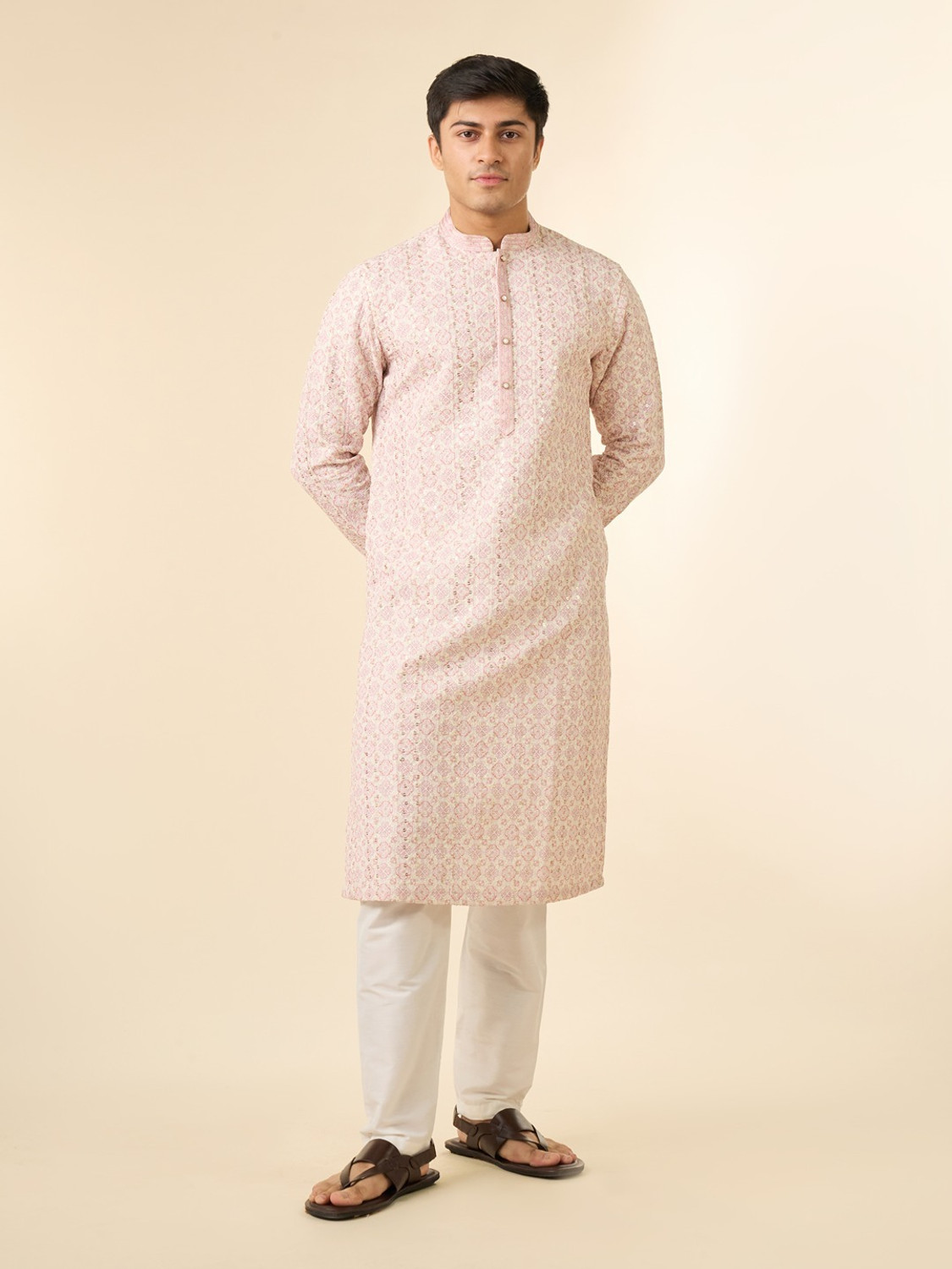 Image of DIWAS by Manyavar Men Embroidered Straight Kurta