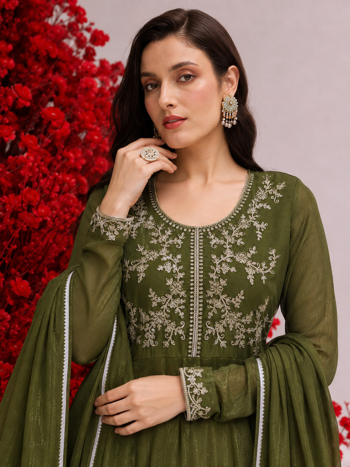 Image of MOKOSH Women Pure Silk Kurta Pant Dupatta Set