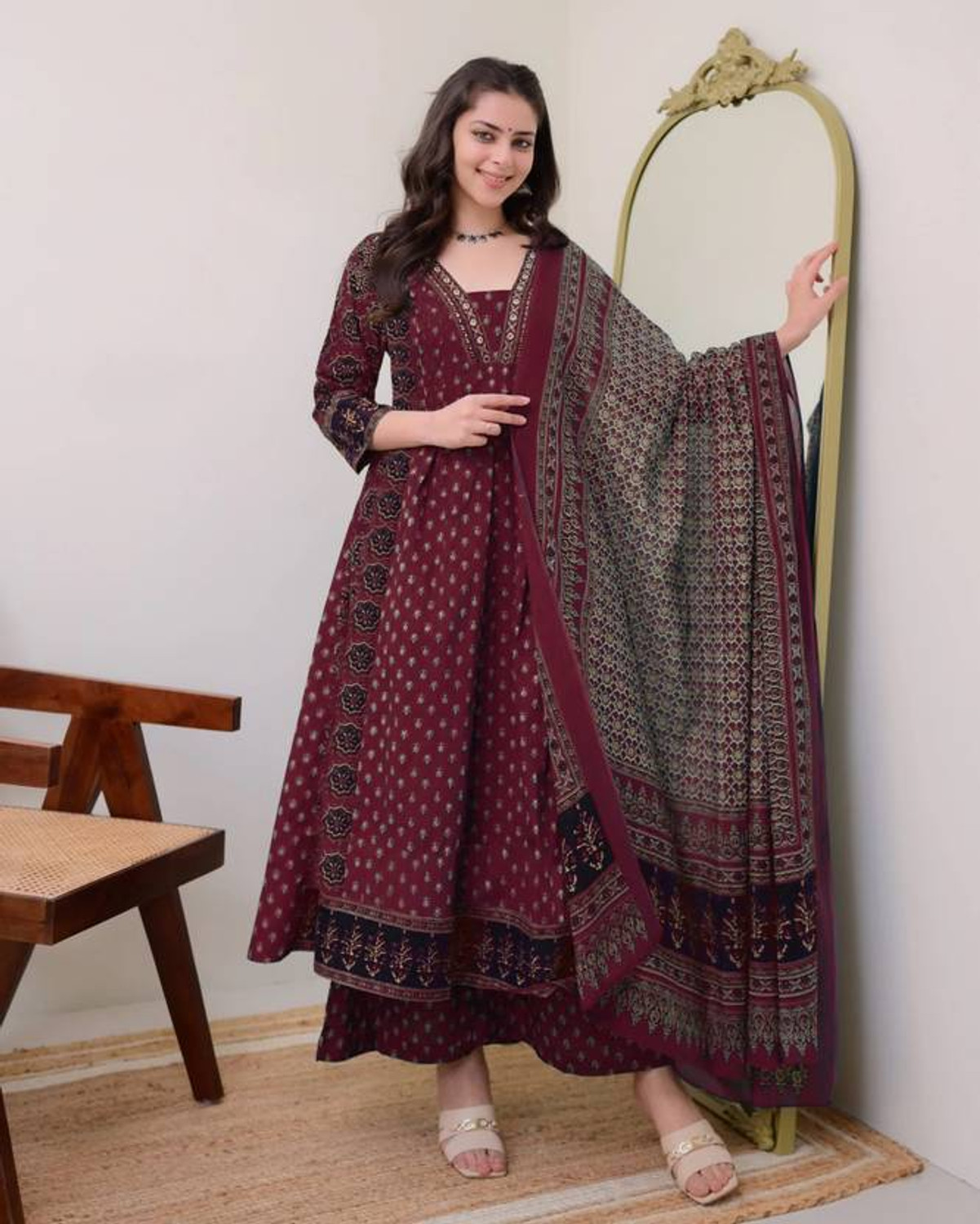 Image of Divastri Women Kurta Palazzo Dupatta Set