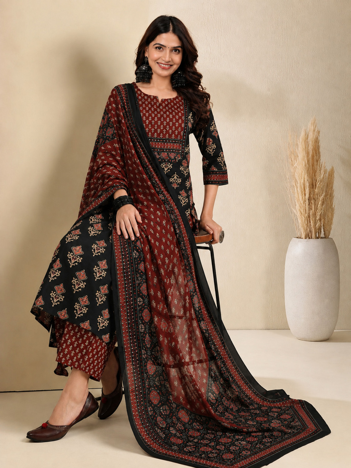 Image of S4K Women Kurta Pant Dupatta Set