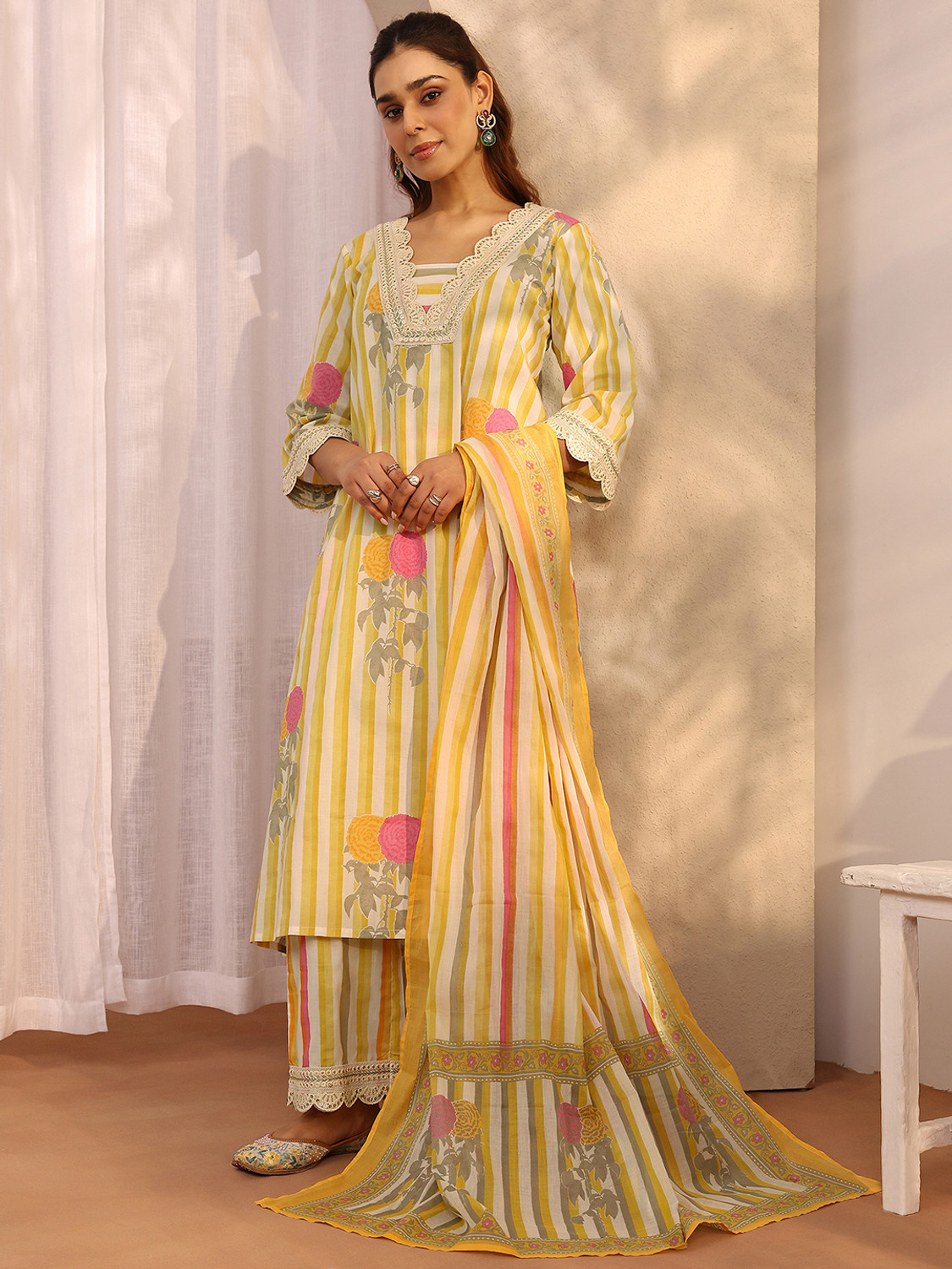Image of LIBAS Women Kurta Palazzo Dupatta Set