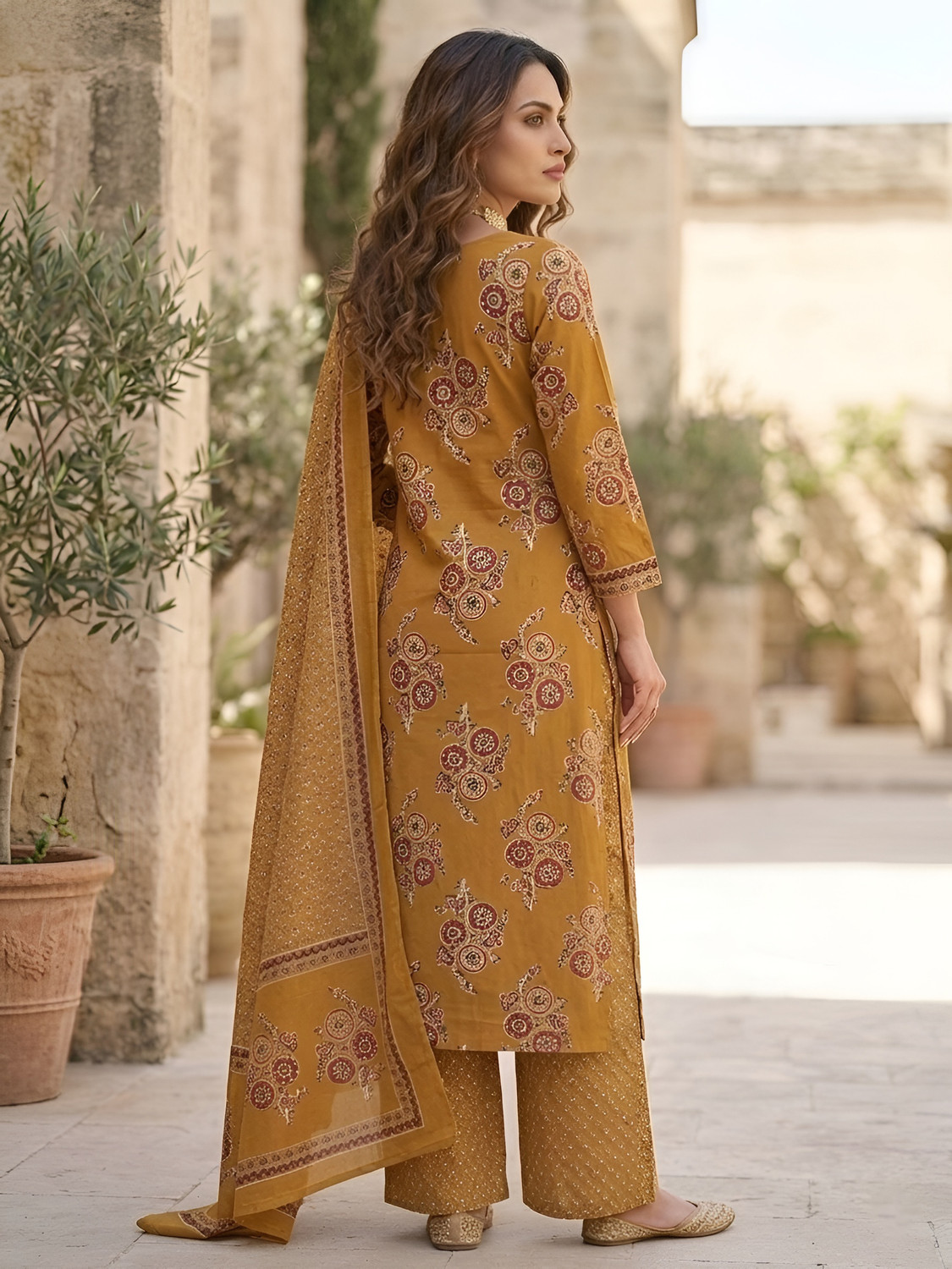 Image of Nayo Women Kurta Palazzo Dupatta Set