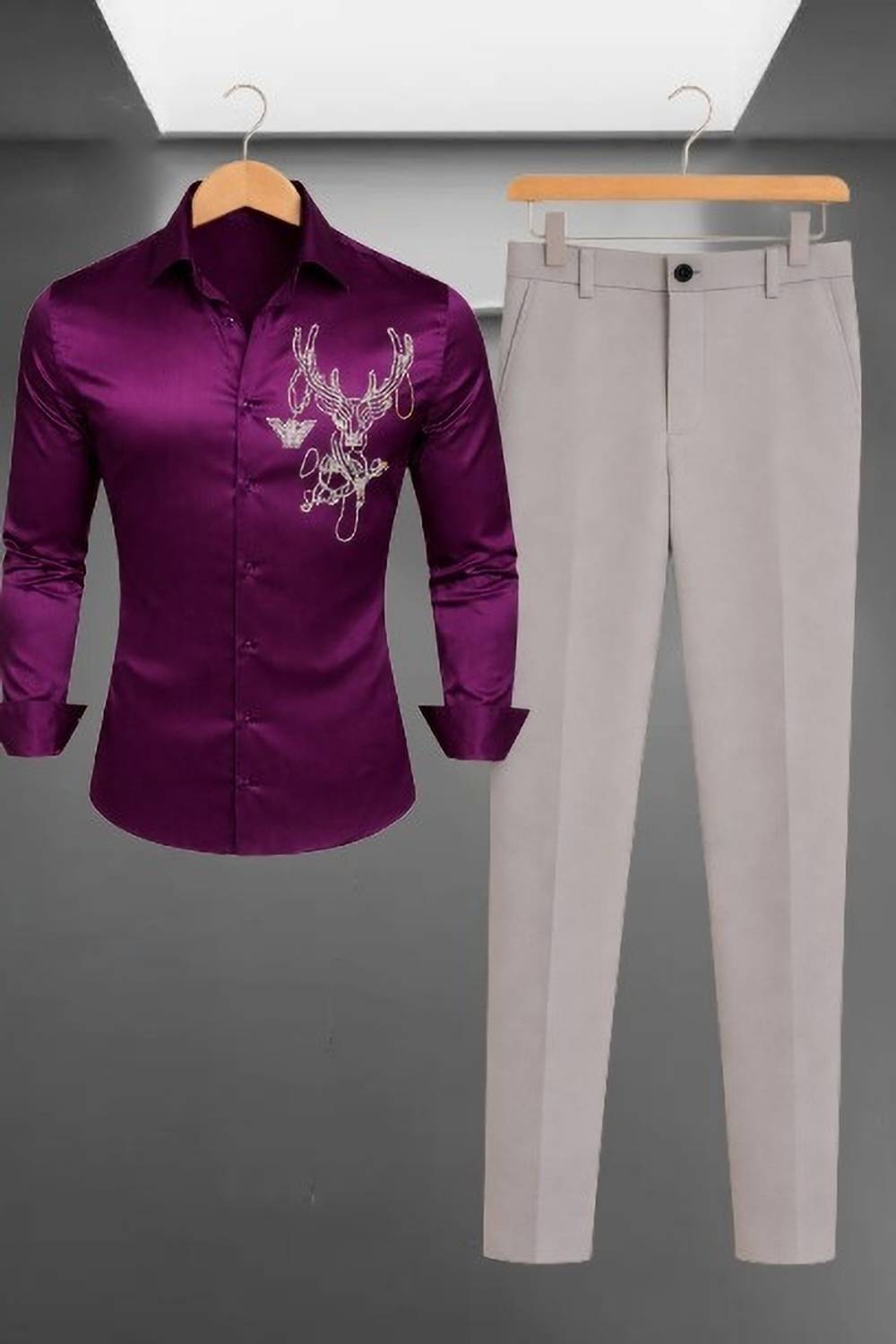 Black Deer Men Shirt Pant Set