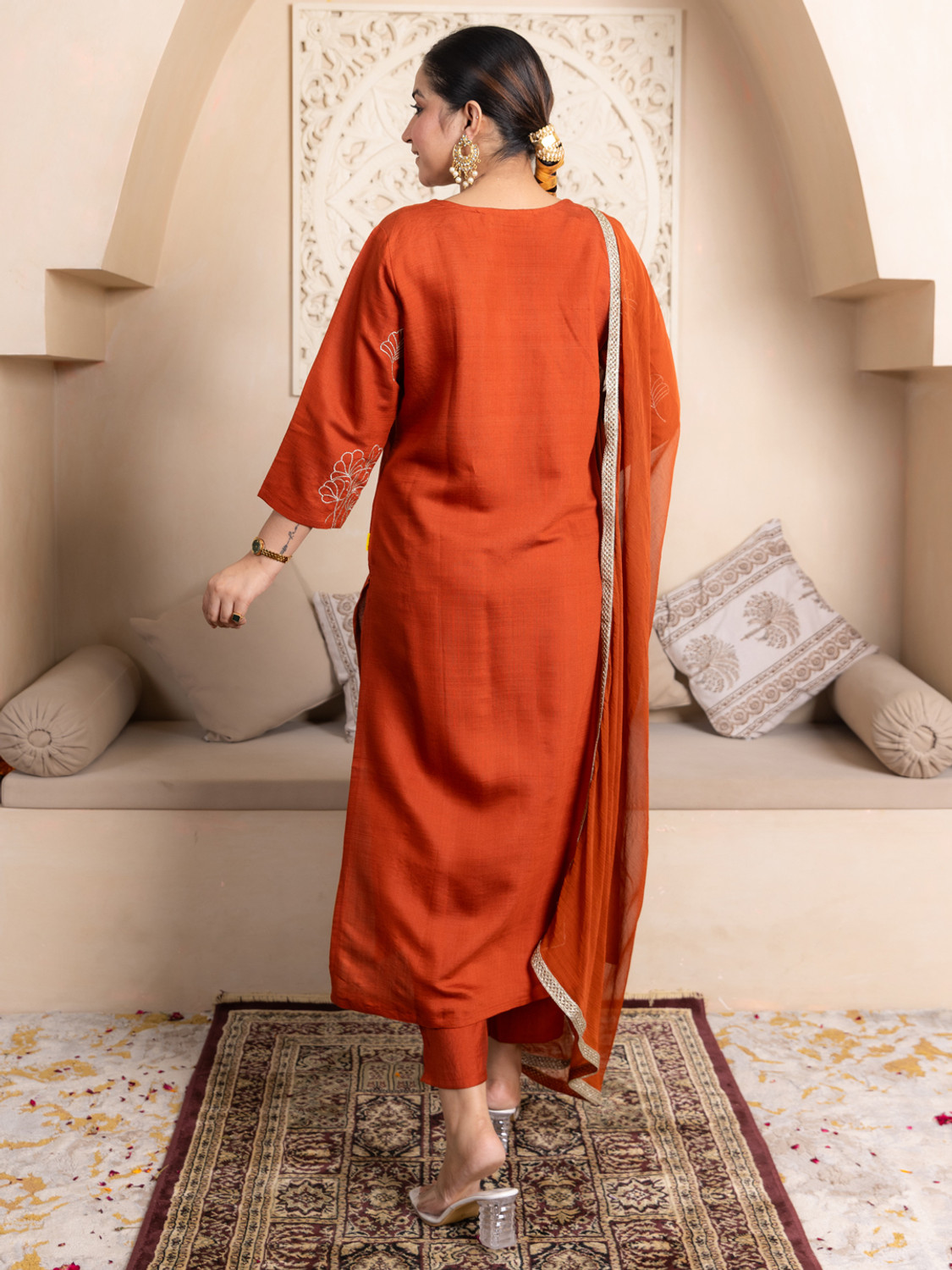 Image of VredeVogel Embroidered Kurta, Trouser /Pant & Dupatta Set