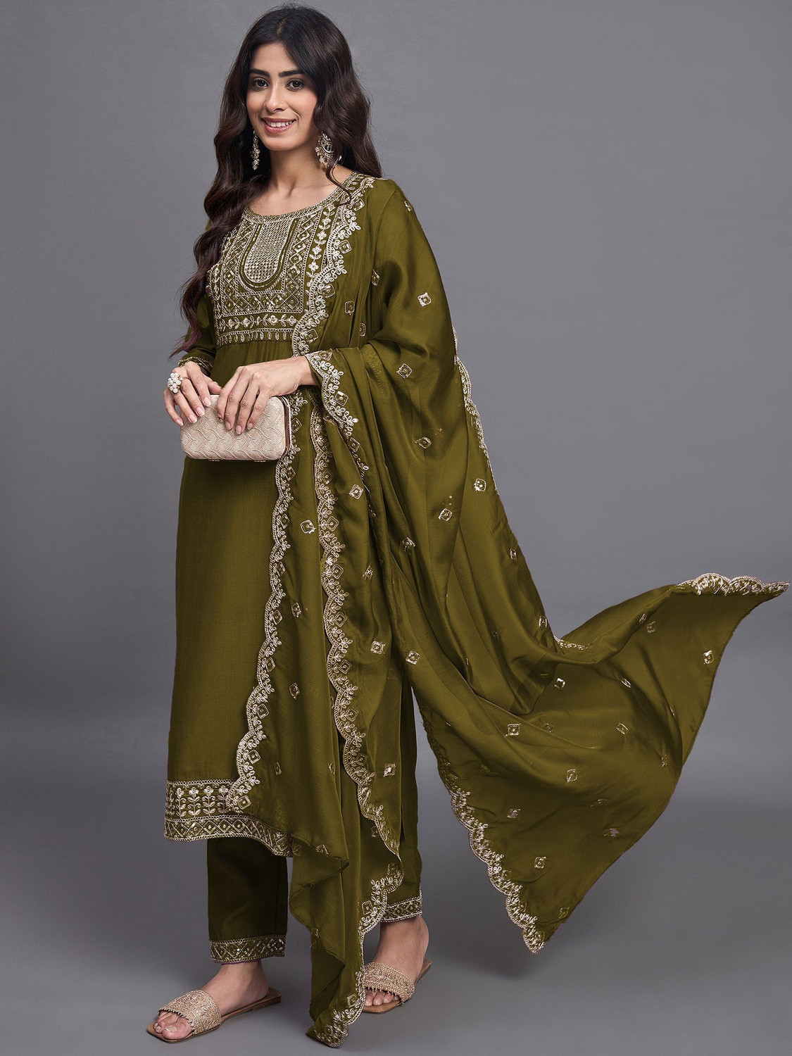 Image of Fashtown Women Kurta Pant Dupatta Set