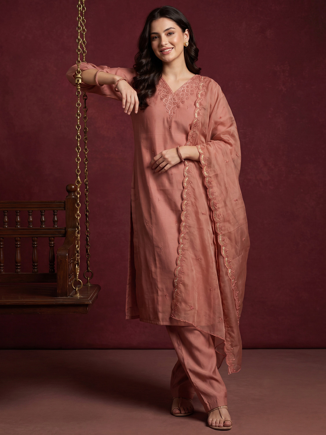 Image of Indo Era Women Kurta Pant Dupatta Set