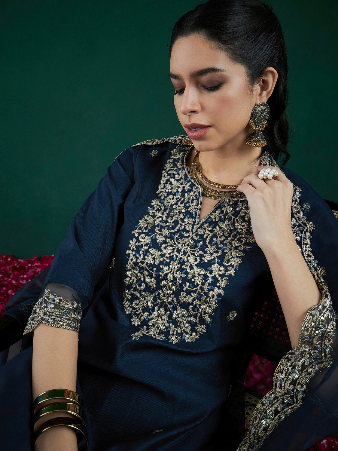 Image of Indo Era Women Kurta Pant Dupatta Set