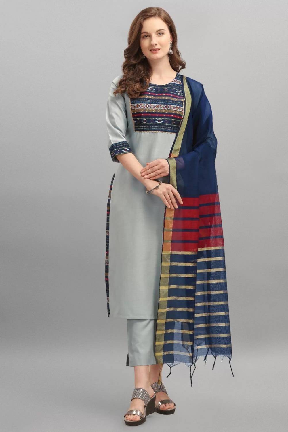 AnAdhTex Printed Kurta, Trouser/Pant & Dupatta Set